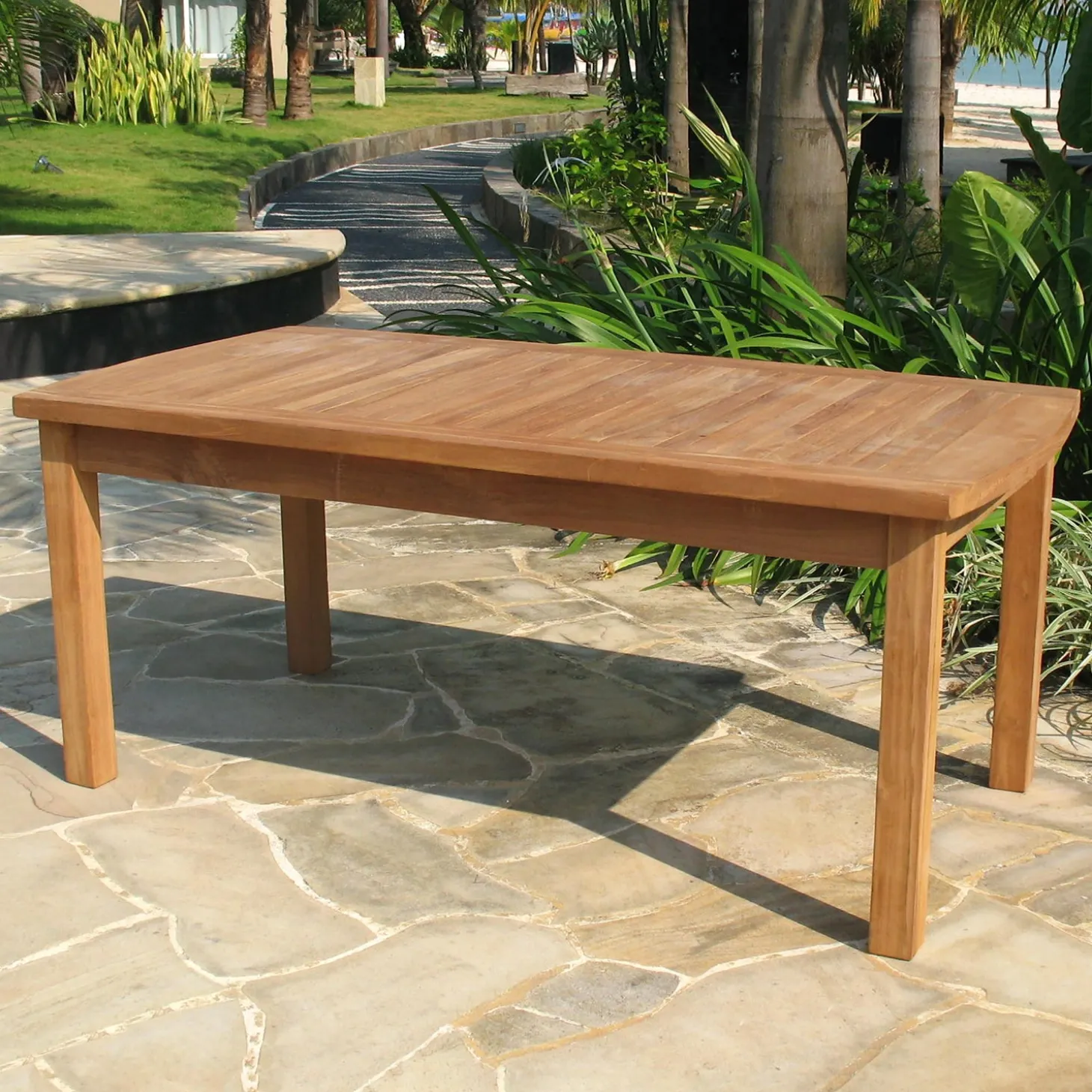 Outdoor Dining Sets | Outdoor Side Tables>Plow & Hearth Rectangular Teak Coffee Table