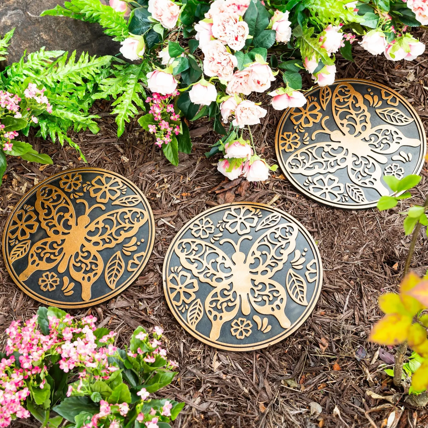 Pathways & Stepping Stones>Plow & Hearth Recycled Rubber Stepping Stones, Set of 3