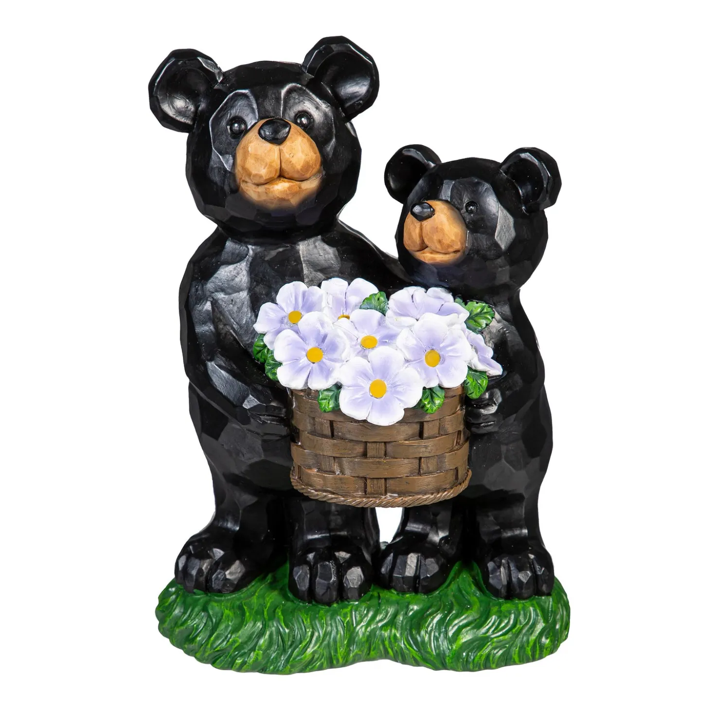 Garden Statues>Plow & Hearth Resin Bear With Cub Floral Statue, 7"H