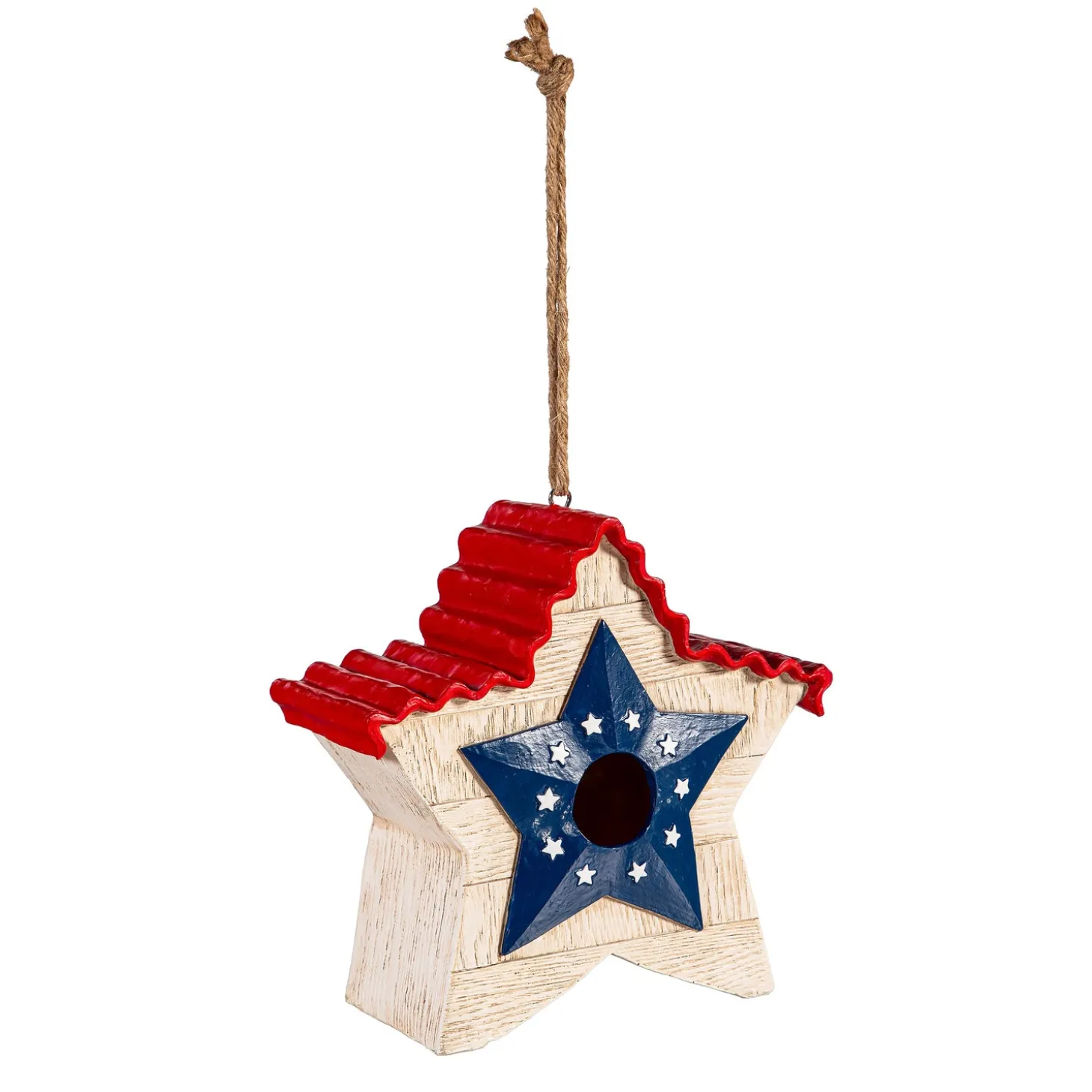 Birdhouses>Plow & Hearth Resin Patriotic Star Shaped Bird House