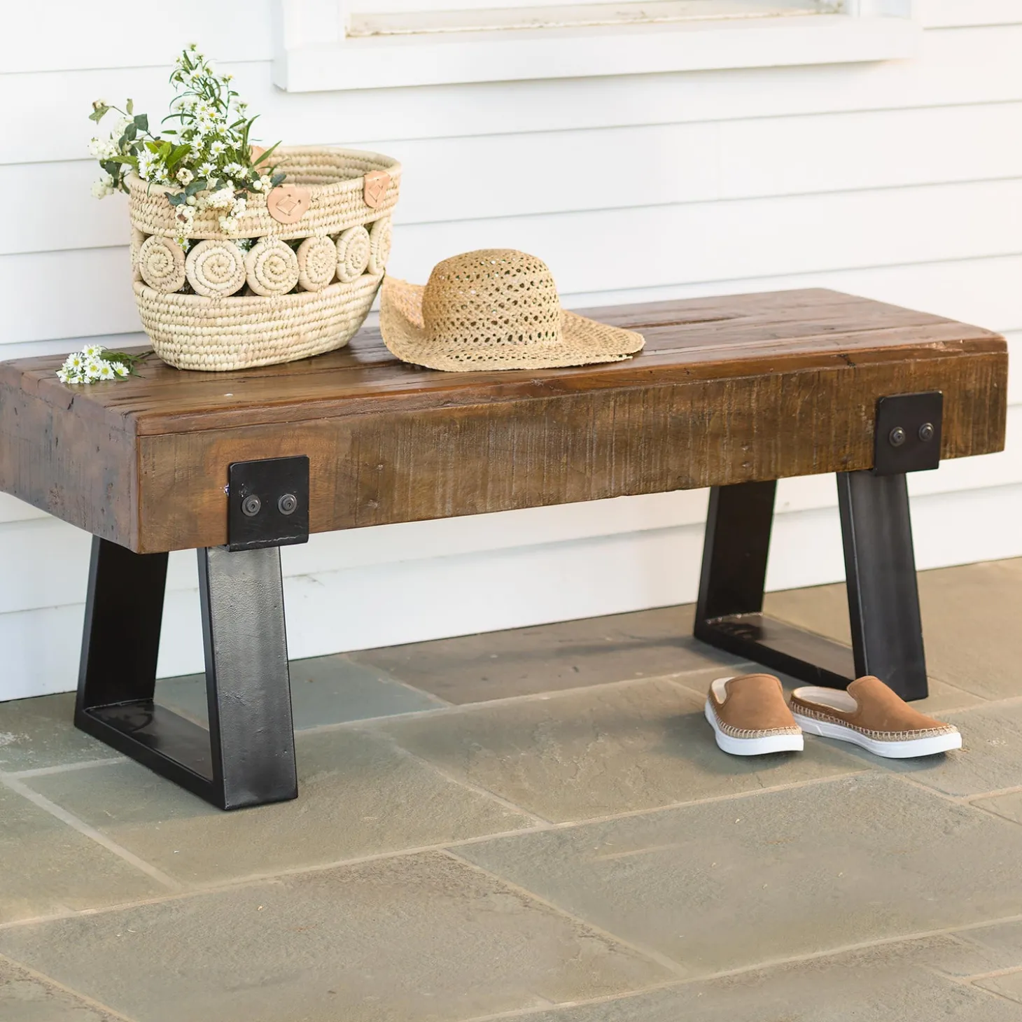 Indoor Benches | Outdoor Benches>Plow & Hearth Richland Indoor/Outdoor Reclaimed Wood Bench