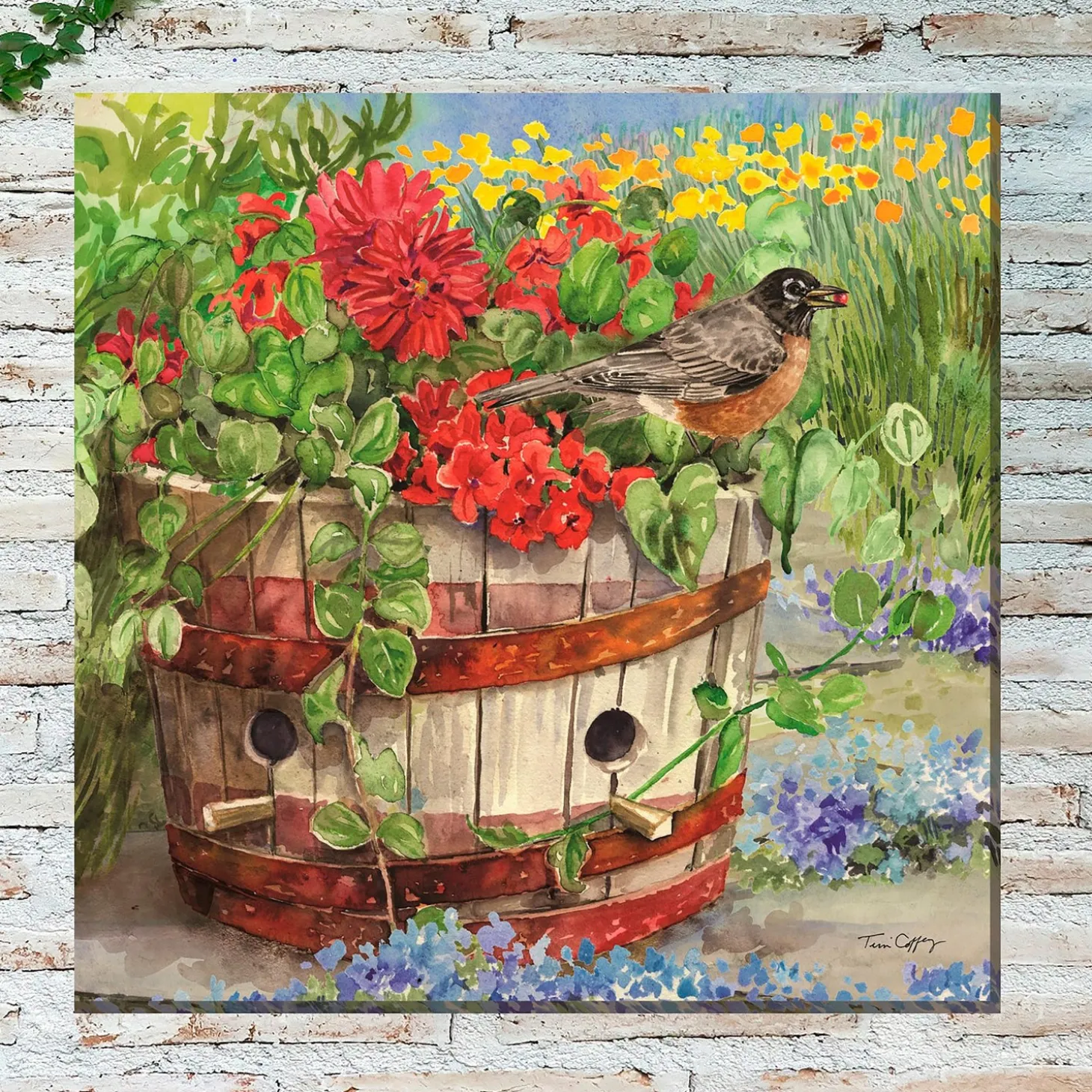 Outdoor Wall Art | Wall Art>Plow & Hearth Robin's Nest Indoor/Outdoor Canvas Wall Art