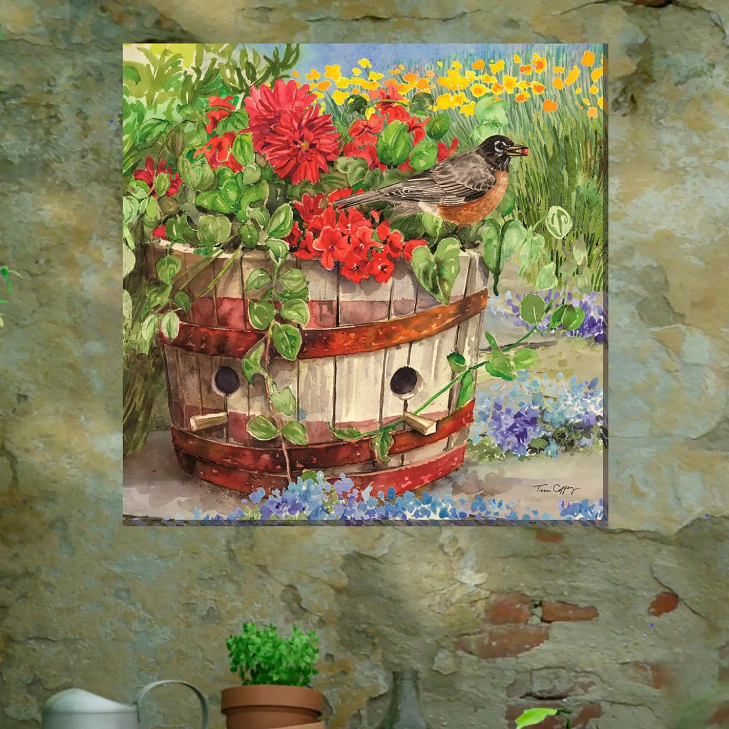 Outdoor Wall Art | Wall Art>Plow & Hearth Robin's Nest Indoor/Outdoor Canvas Wall Art