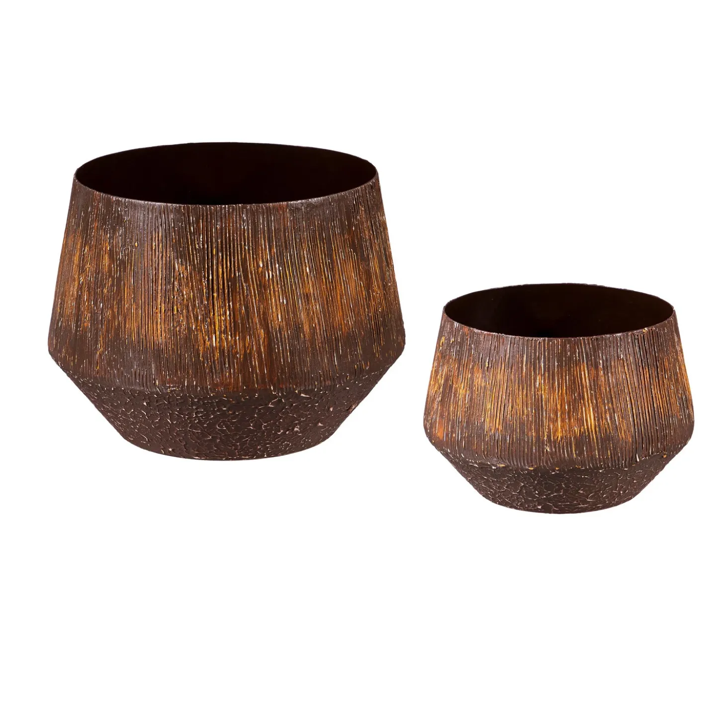 Planters & Plant Stands>Plow & Hearth Rust Textured Metal Planter, Set of 2