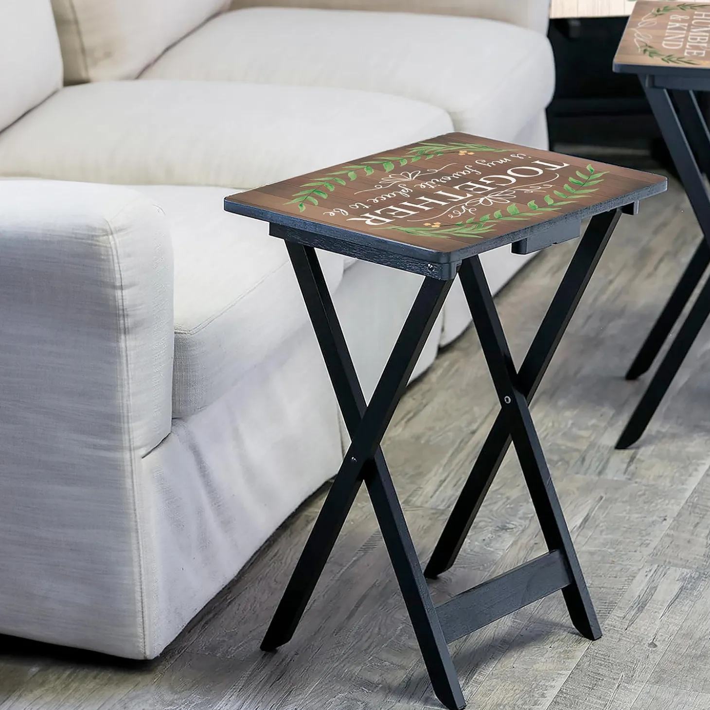 Accent Tables>Plow & Hearth Rustic Farmhouse TV Tray Set of 4