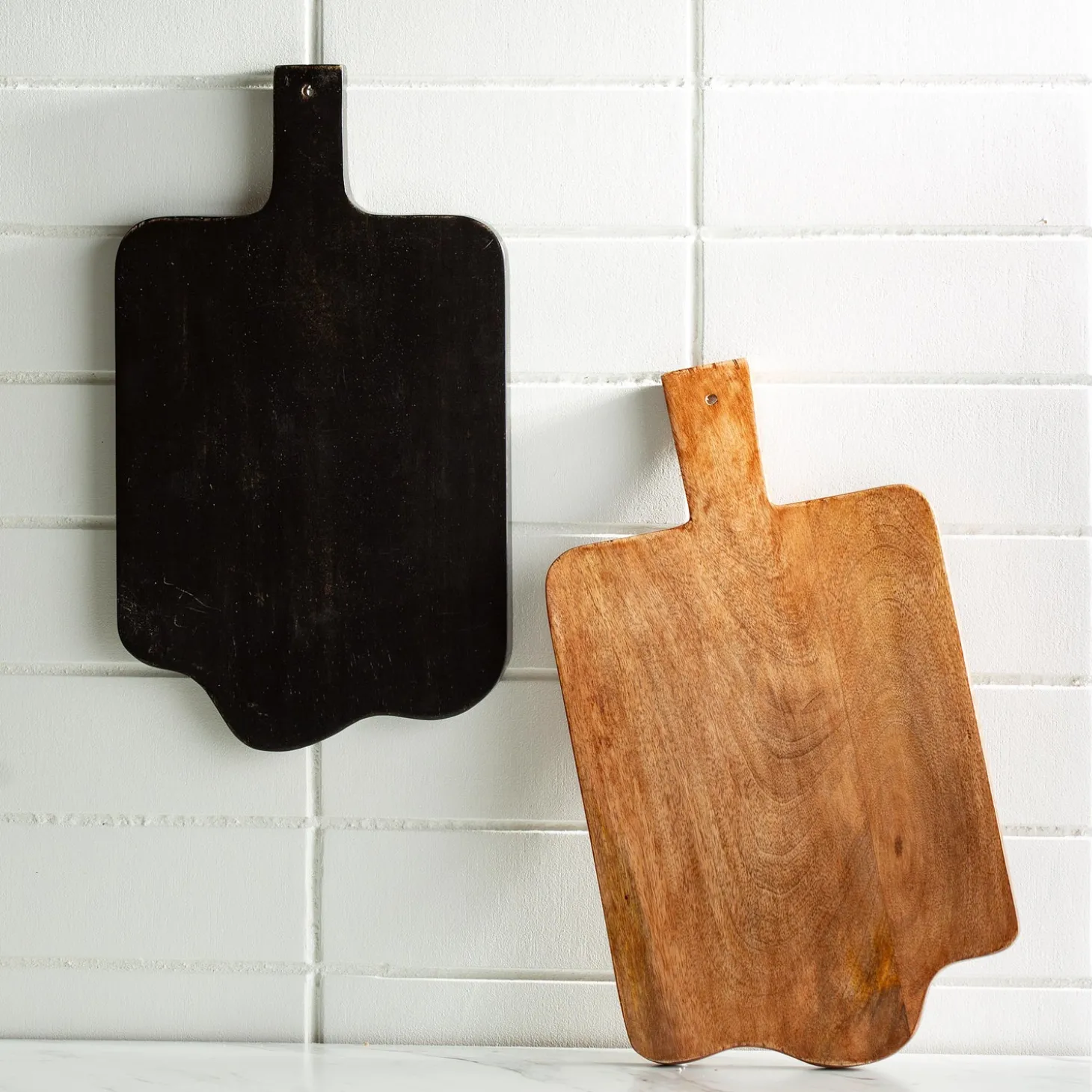 Cutting & Serving Boards>Plow & Hearth Rustic Mango Wood Serving Board, Black