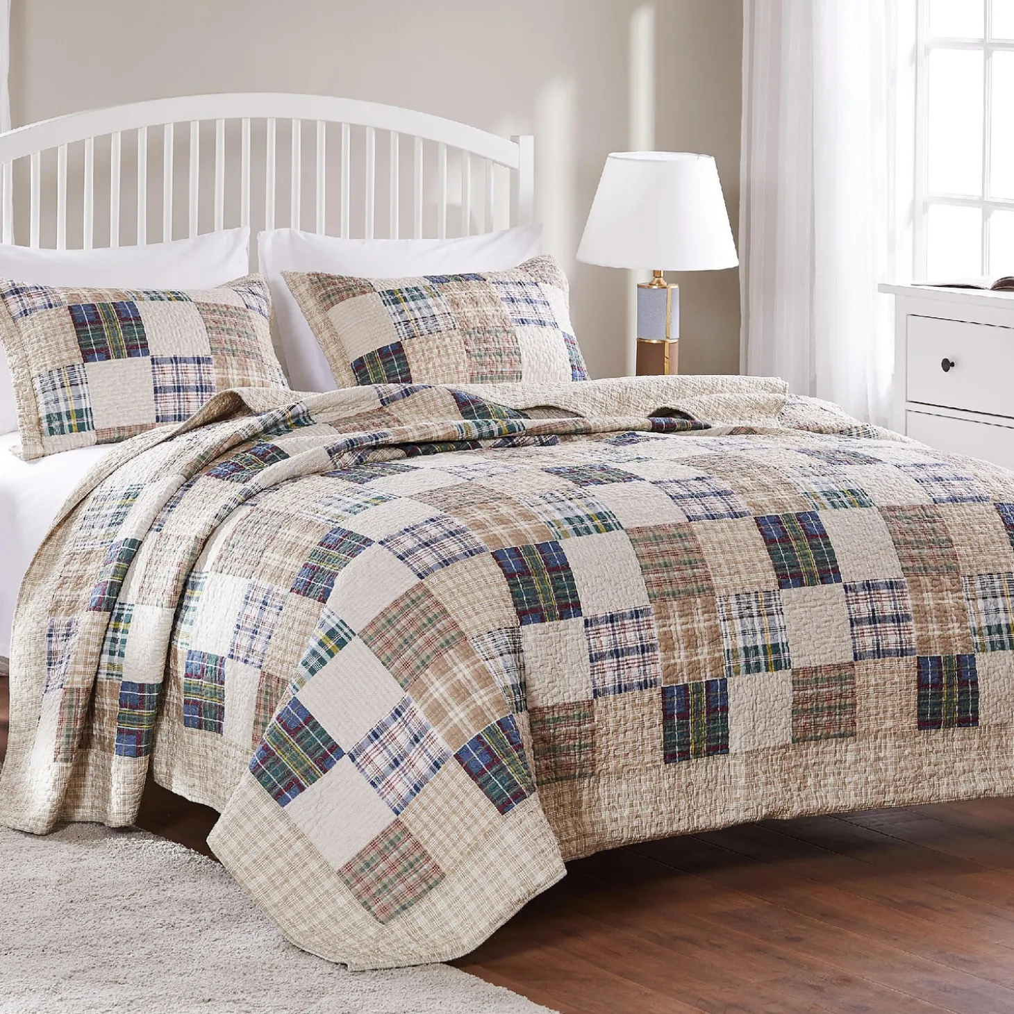 Quilts & Bedspreads>Plow & Hearth Sarah Cotton Quilted Bedding Set, Twin