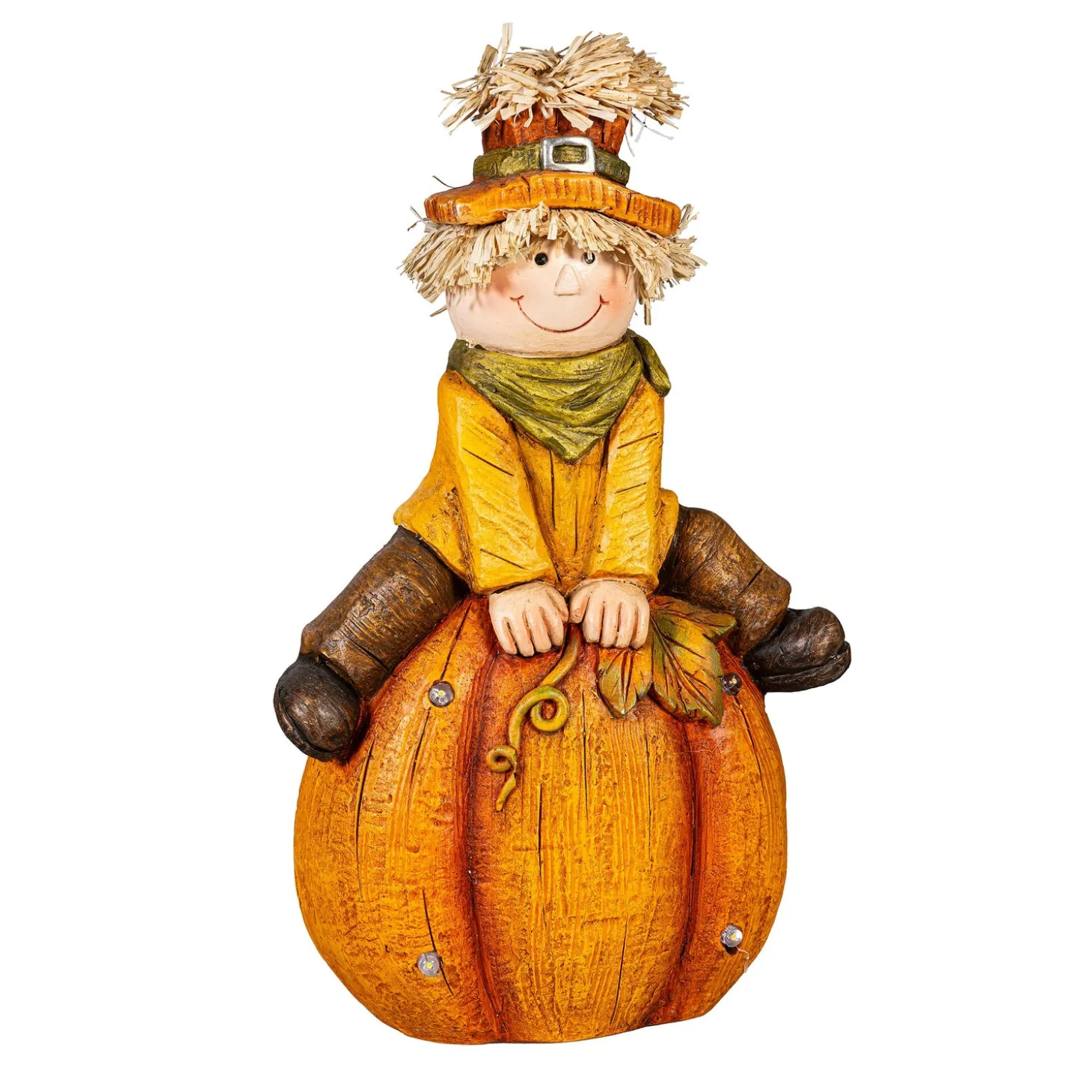 Garden Statues>Plow & Hearth Scarecrow Pumpkin LED Statue, 17"H