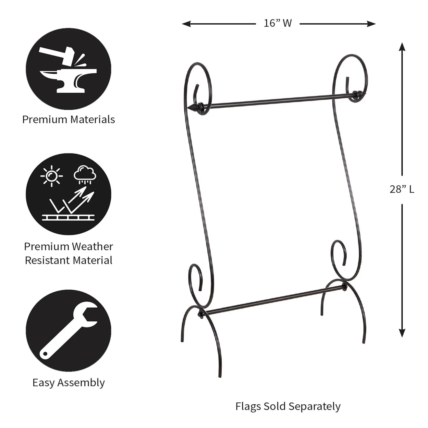 Flag Accessories>Plow & Hearth Scroll Garden Flag Stand