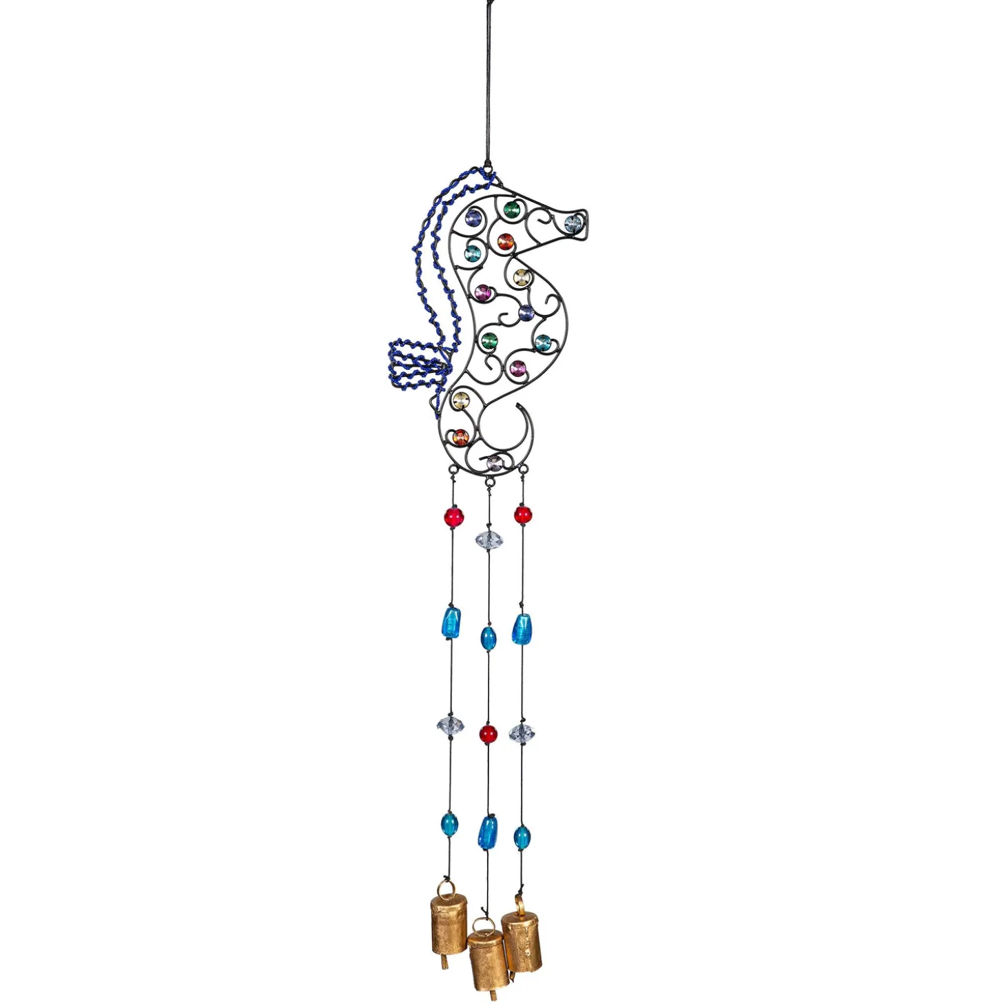 Wind Chimes & Mobiles>Plow & Hearth Seahorse Beaded Wind Chime