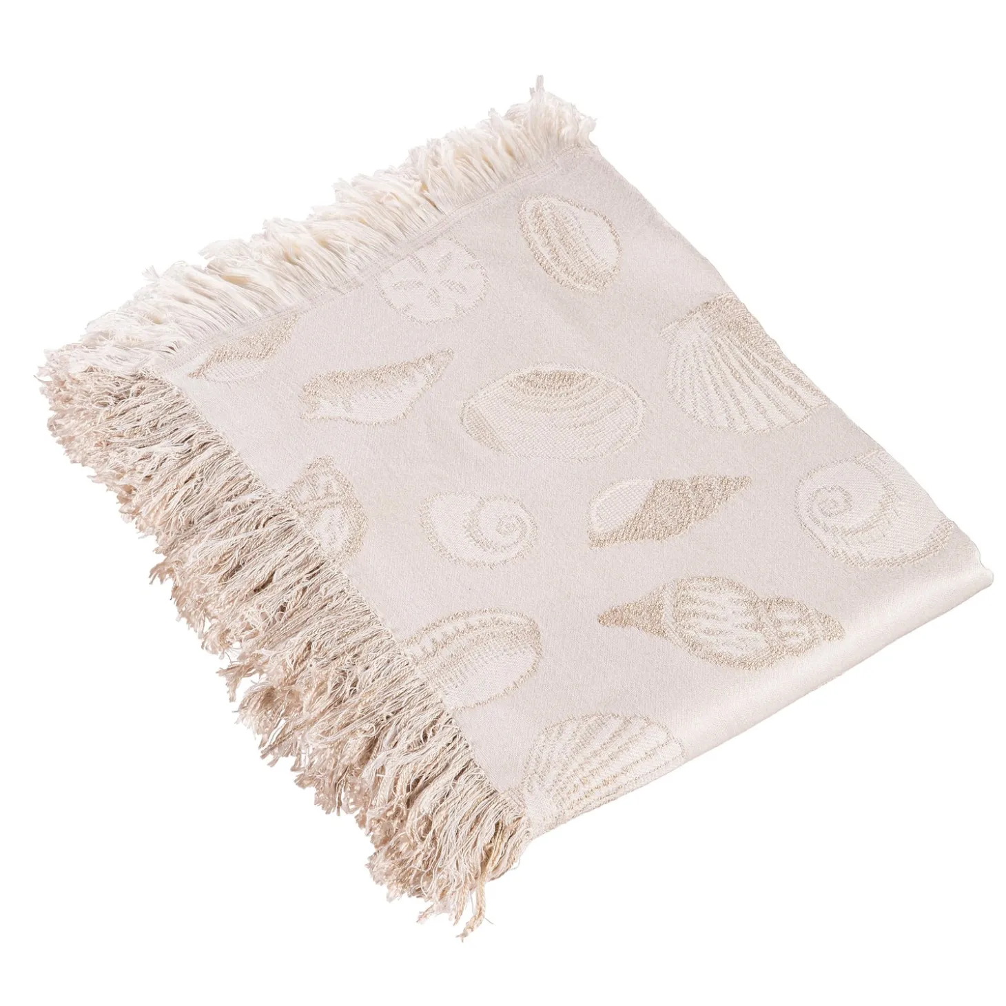 Throws & Blankets>Plow & Hearth Seashell Tapestry Throw Beige