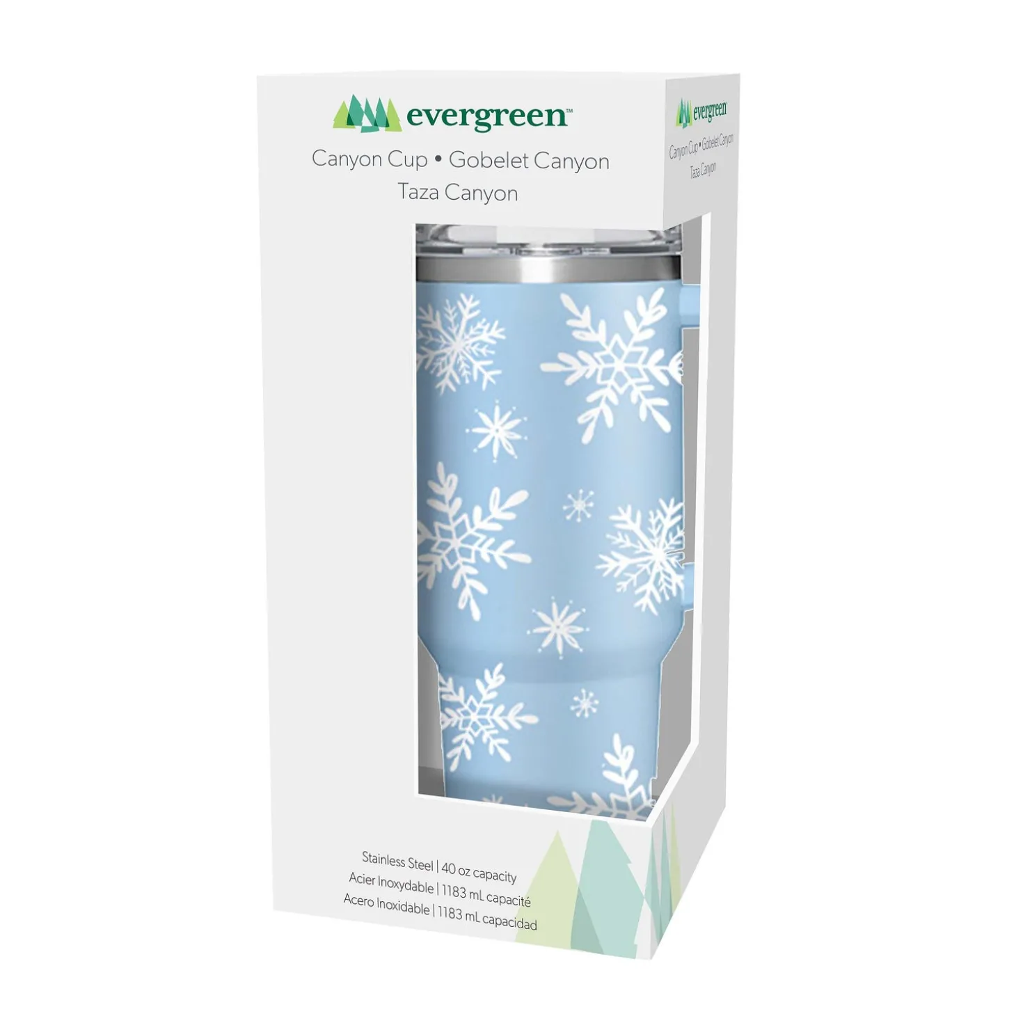 Travel Cups>Plow & Hearth Season to Sparkle Tumbler Stainless-Steel Canyon Cup w/ Straw, Snowflakes, 40oz, Gift Box