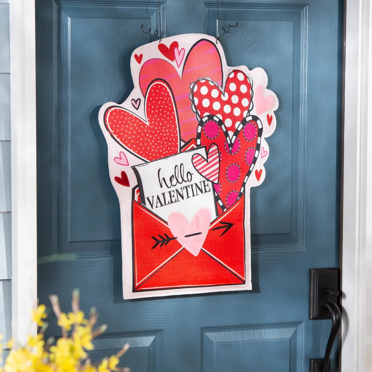 Fabric Door Hangers>Plow & Hearth Sending Love Valentine's Day / End of the Rainbow Double Sided Estate Door Décor