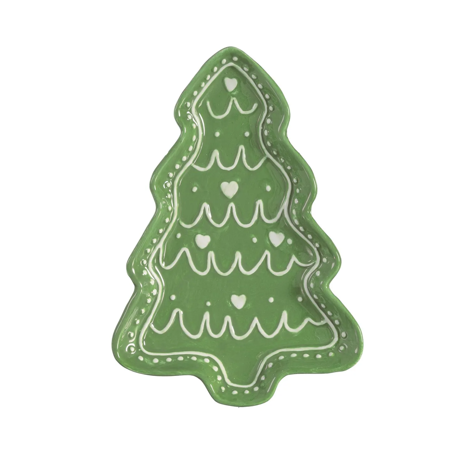 Plates & Platters>Plow & Hearth Shades of Green Plate Tree Shaped Embossed Ceramic Appetizer Plate, 8.25"