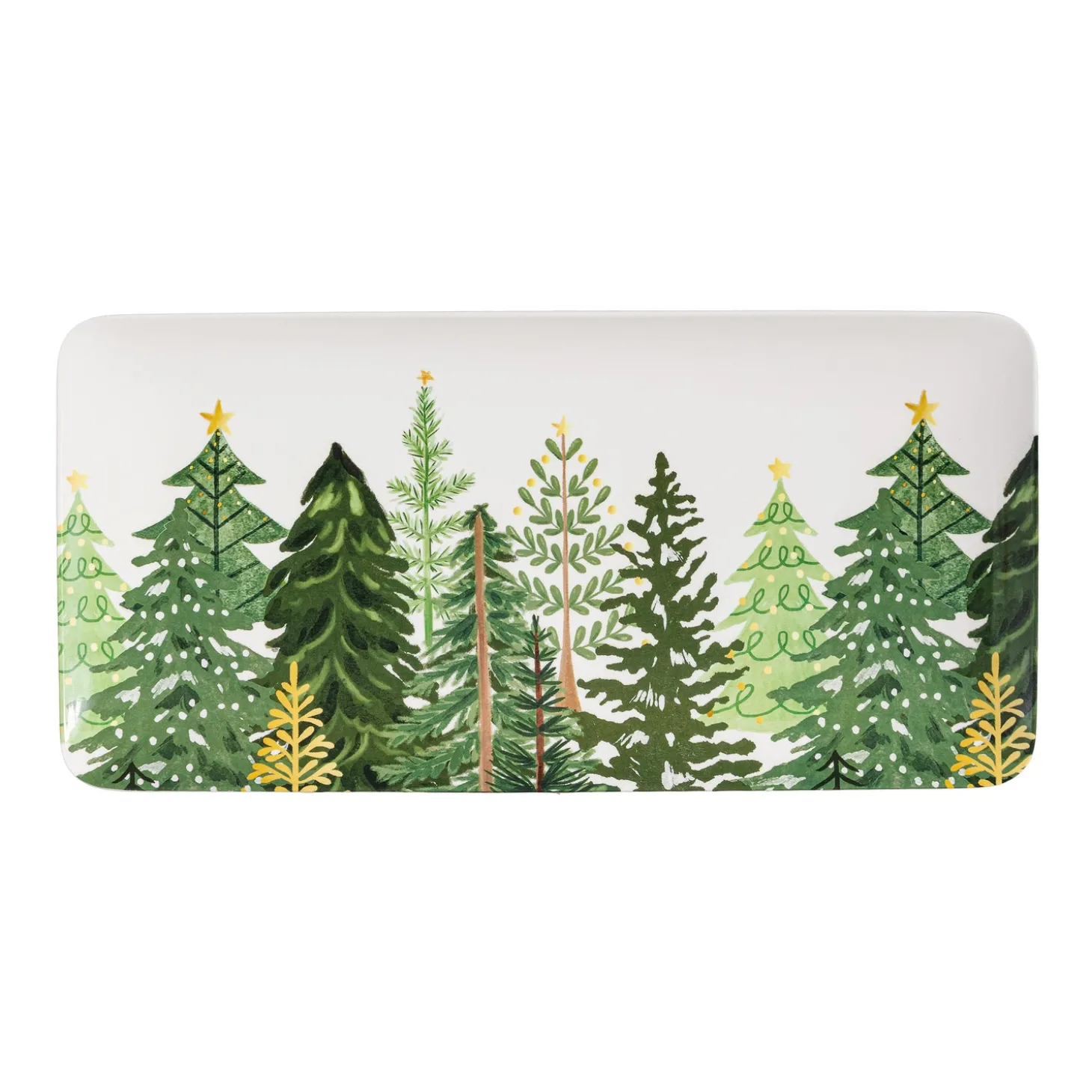 Plates & Platters>Plow & Hearth Shades of Green Serveware Rectangular Melamine Platter with Spreader Set