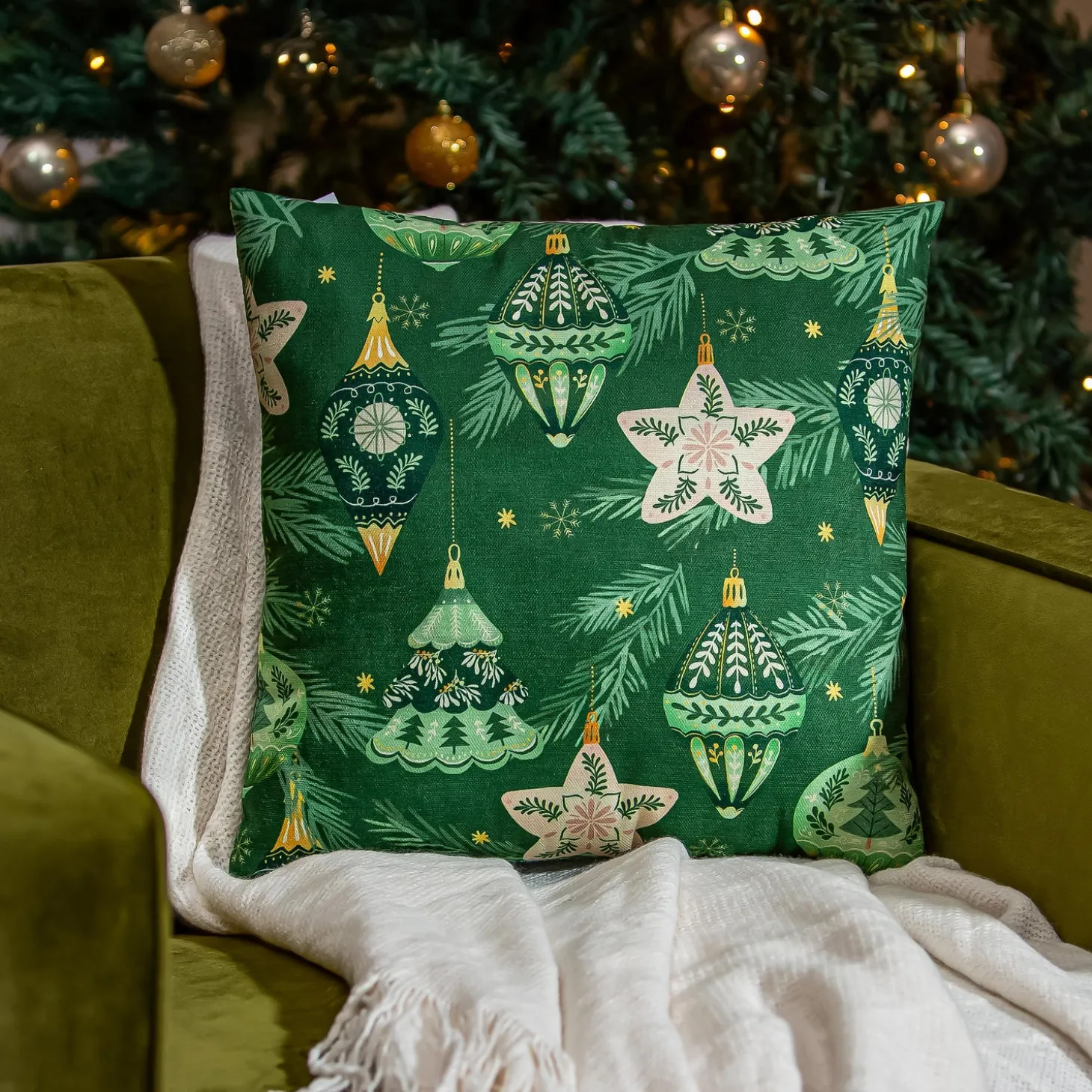 Decorative Pillows>Plow & Hearth Shades of Green Throw Pillow Shades of Green Square Pillow, 16"