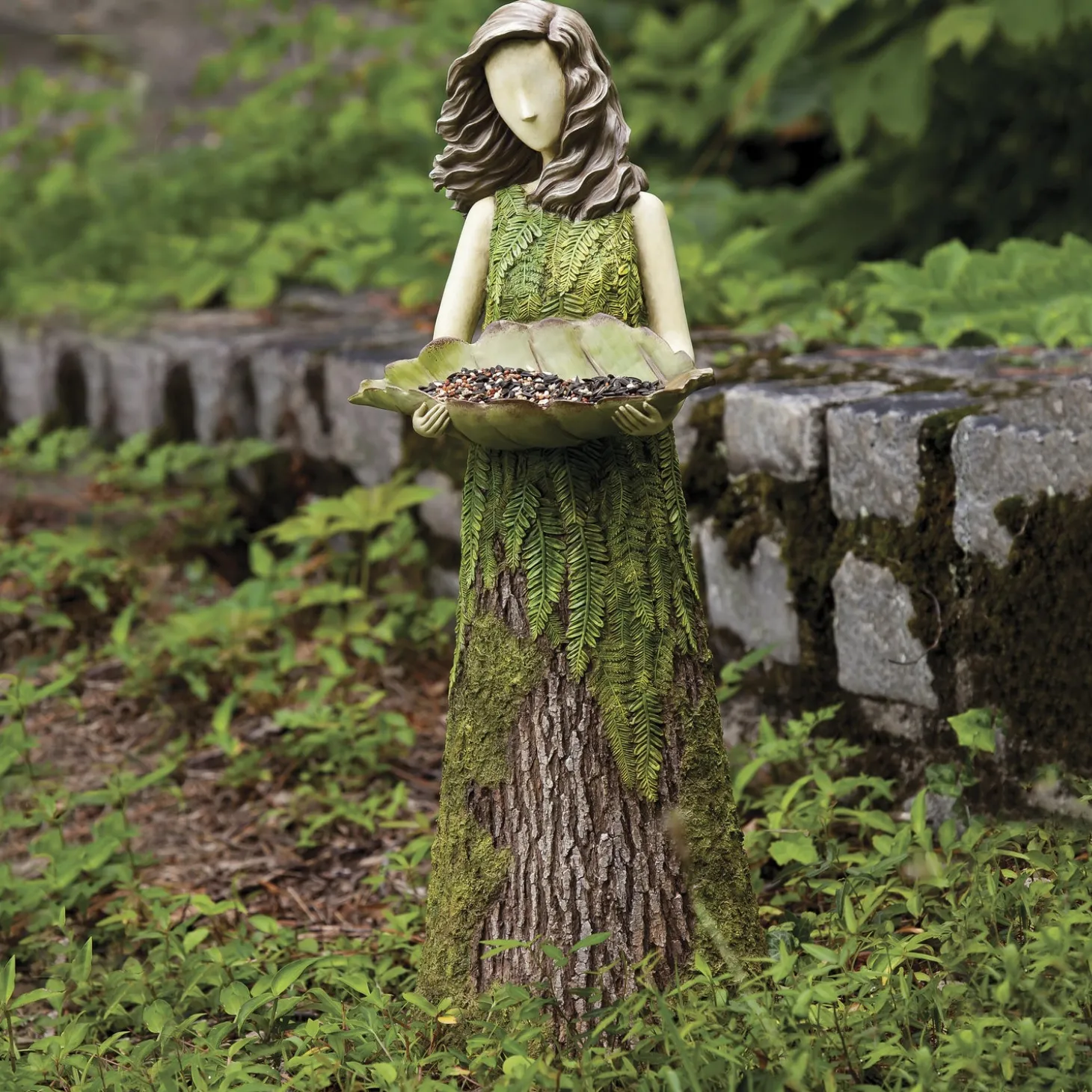 Garden Statues | Bird Feeders>Plow & Hearth Sherwood "Fern" Statuary/Bird Feeder