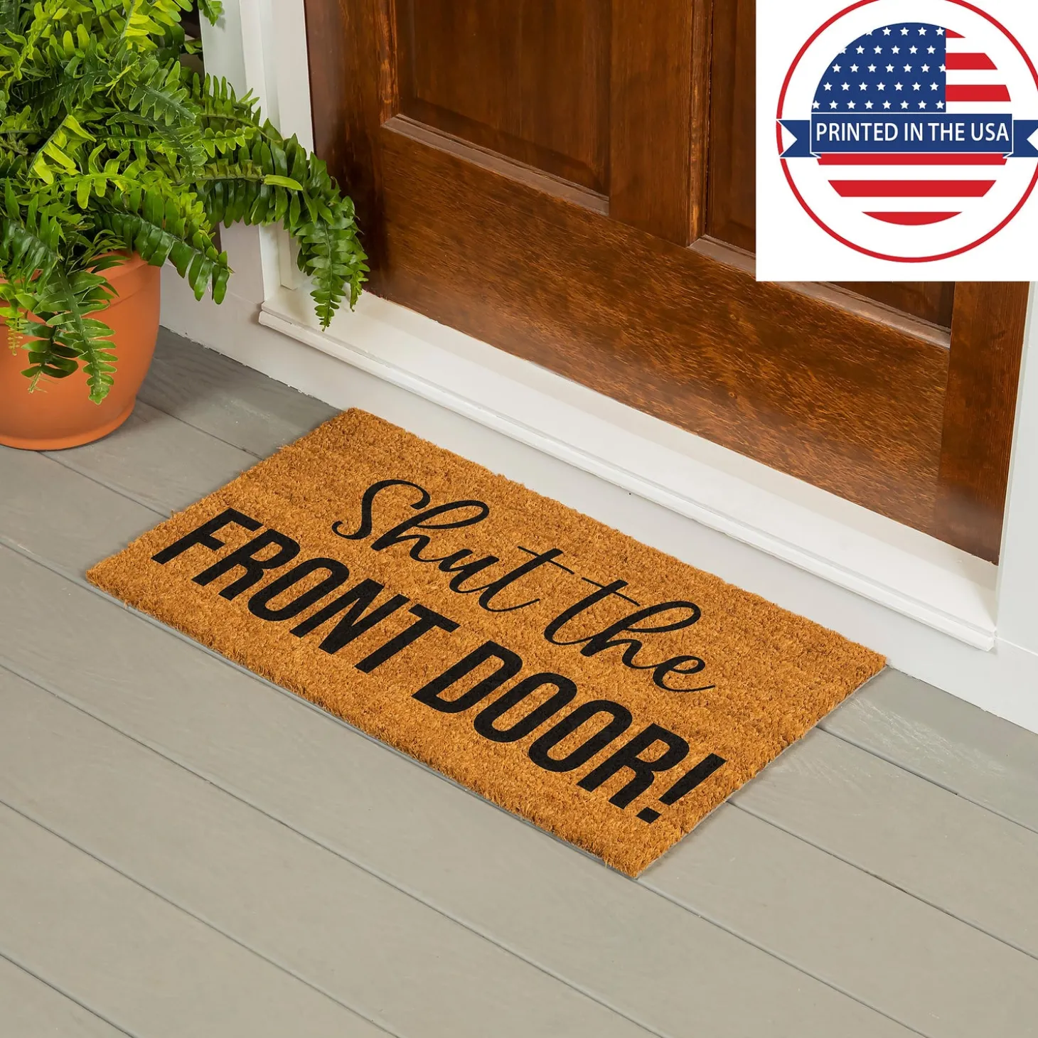 Coir Mats>Plow & Hearth Shut the Front Door! Coir Mat