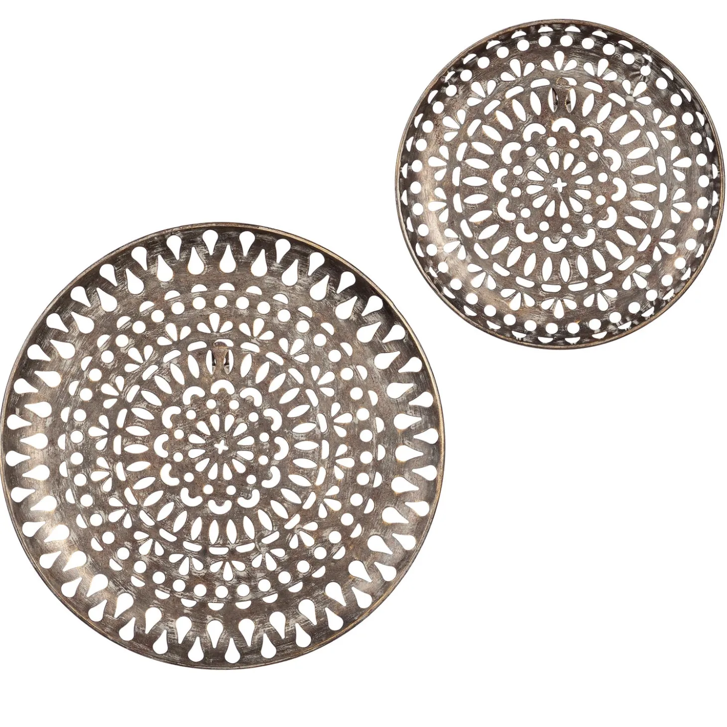 Wall Art>Plow & Hearth Silver Medallion Wall Décor, Set of 2