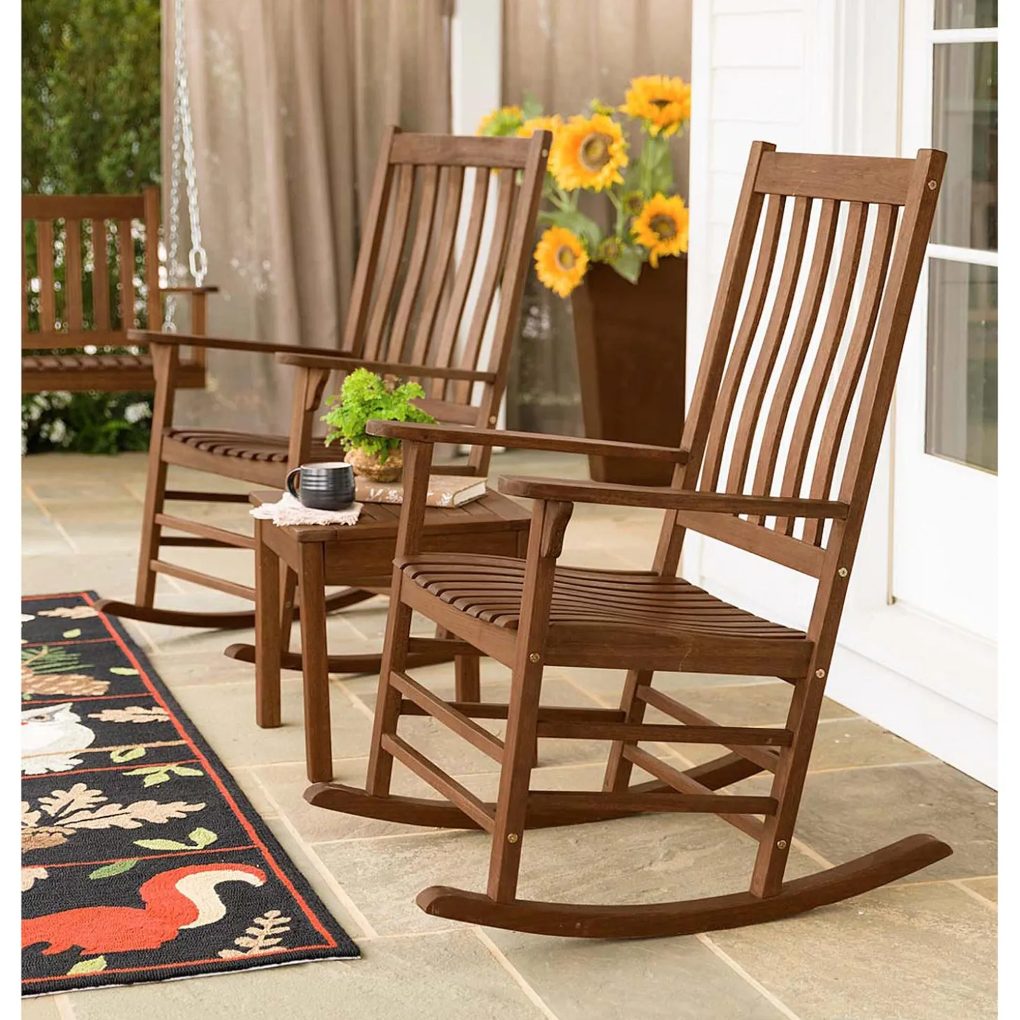 Chairs & Rockers | Rockers & Gliders>Plow & Hearth Slatted Wood Rocking Chair NaturalStain