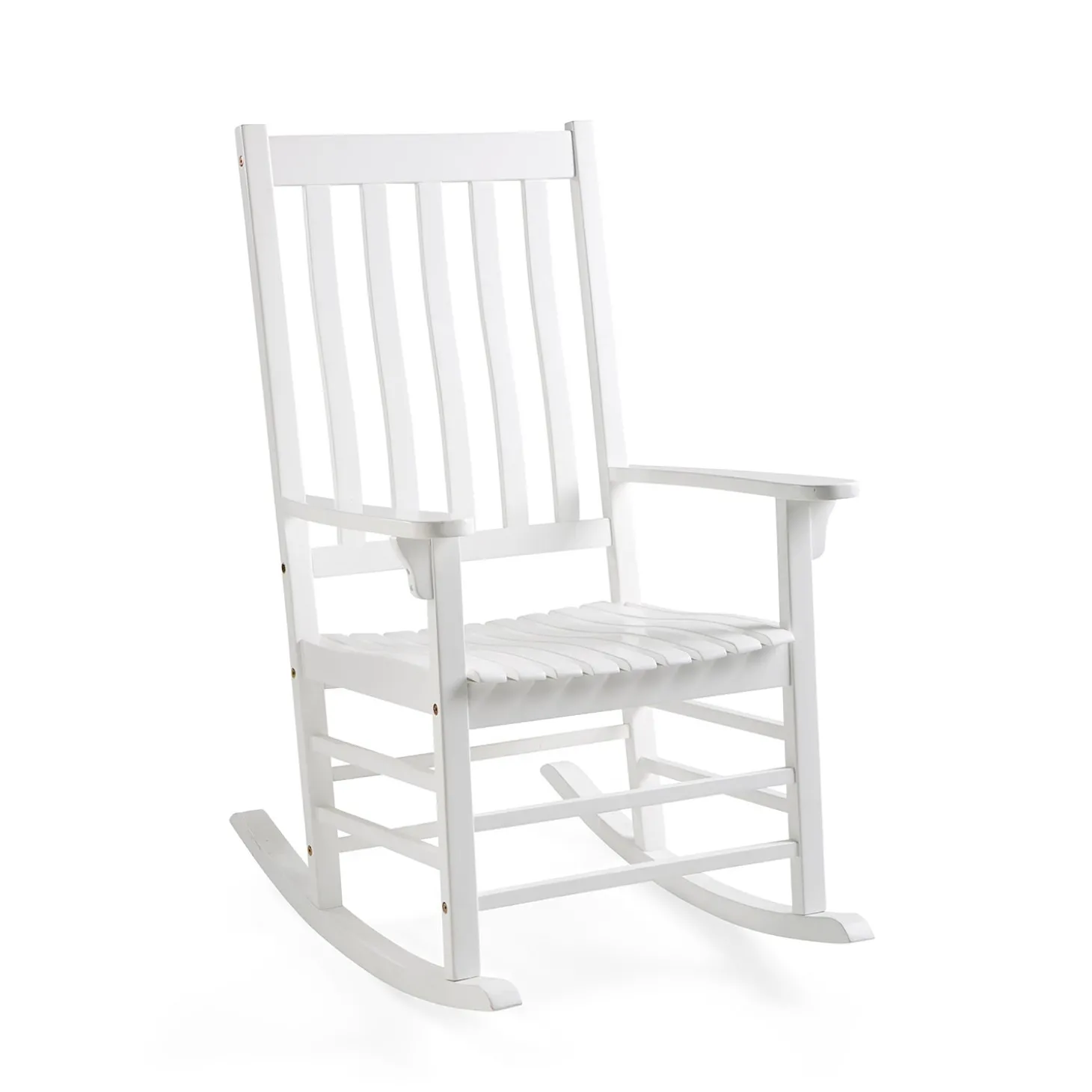 Chairs & Rockers | Rockers & Gliders>Plow & Hearth Slatted Wood Rocking Chair WhitePaint