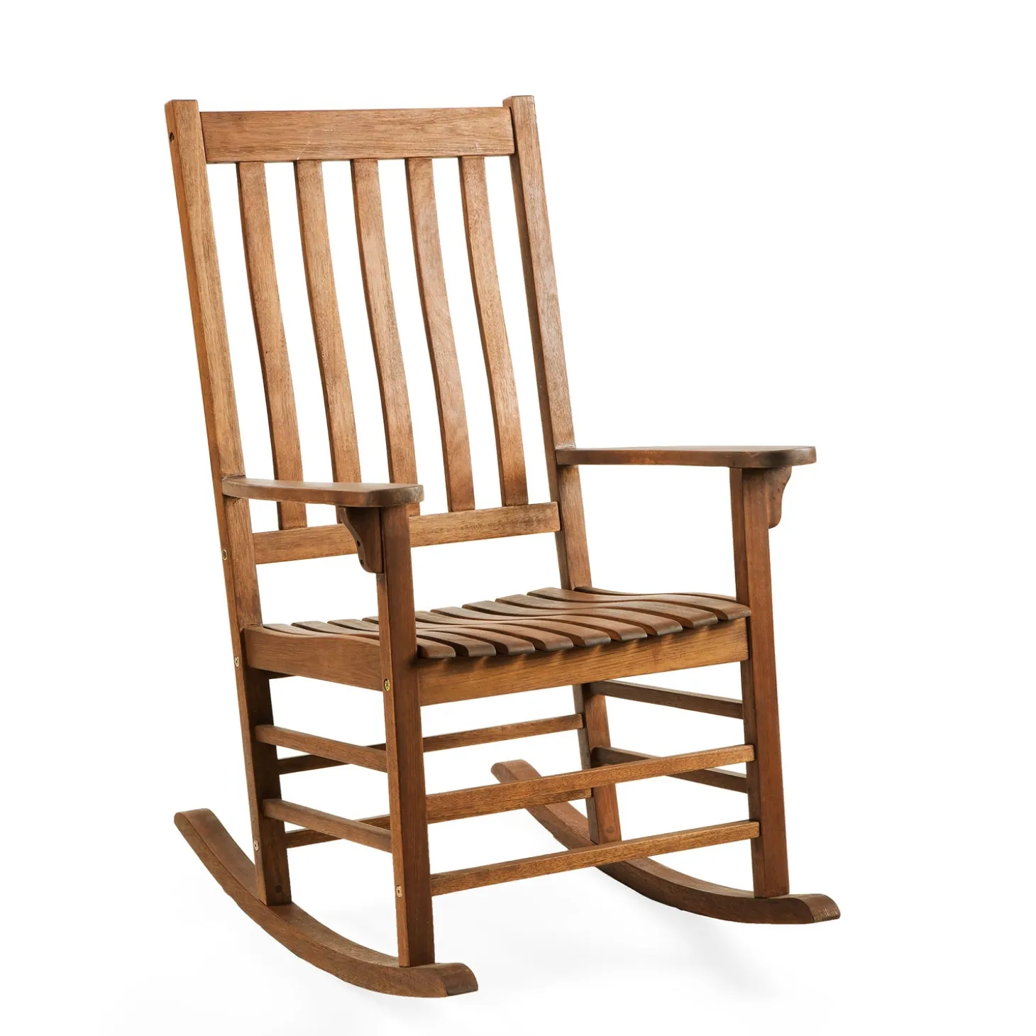 Chairs & Rockers | Rockers & Gliders>Plow & Hearth Slatted Wood Rocking Chair NaturalStain