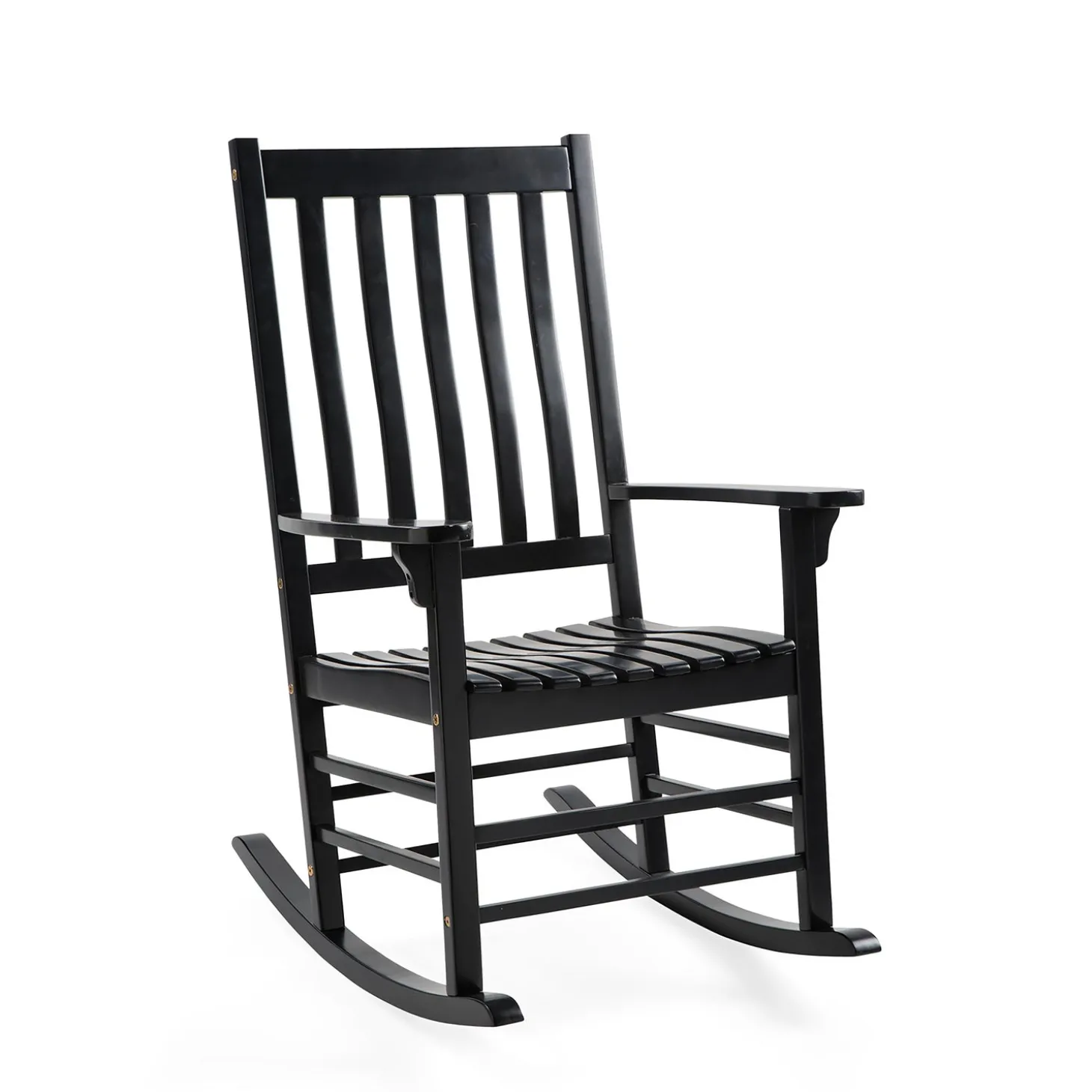 Chairs & Rockers | Rockers & Gliders>Plow & Hearth Slatted Wood Rocking Chair BlackPaint