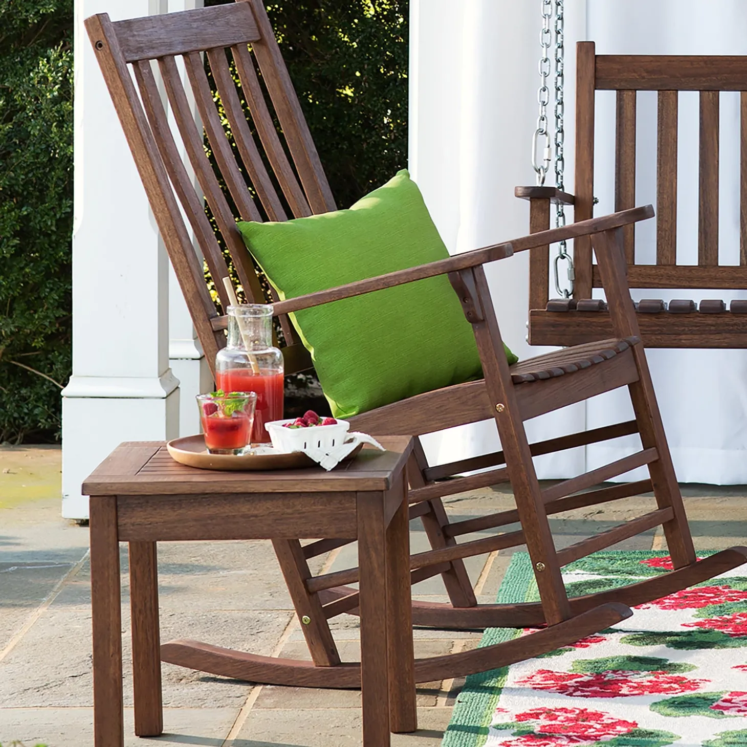 Outdoor Side Tables>Plow & Hearth Slatted Wood Side Table BlackPaint