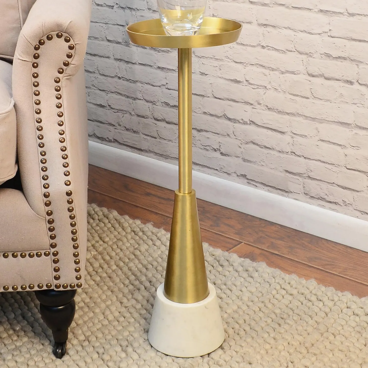 Accent Tables>Plow & Hearth Small Davenport Drink Table Gold