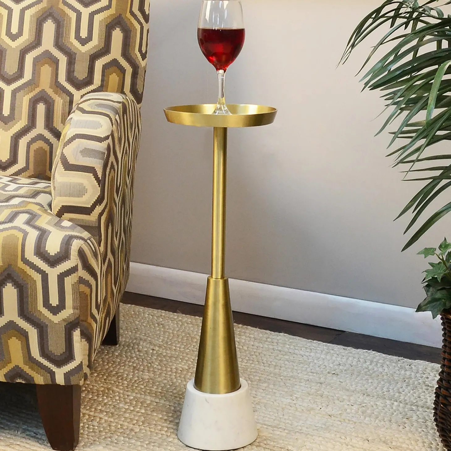 Accent Tables>Plow & Hearth Small Davenport Drink Table Gold