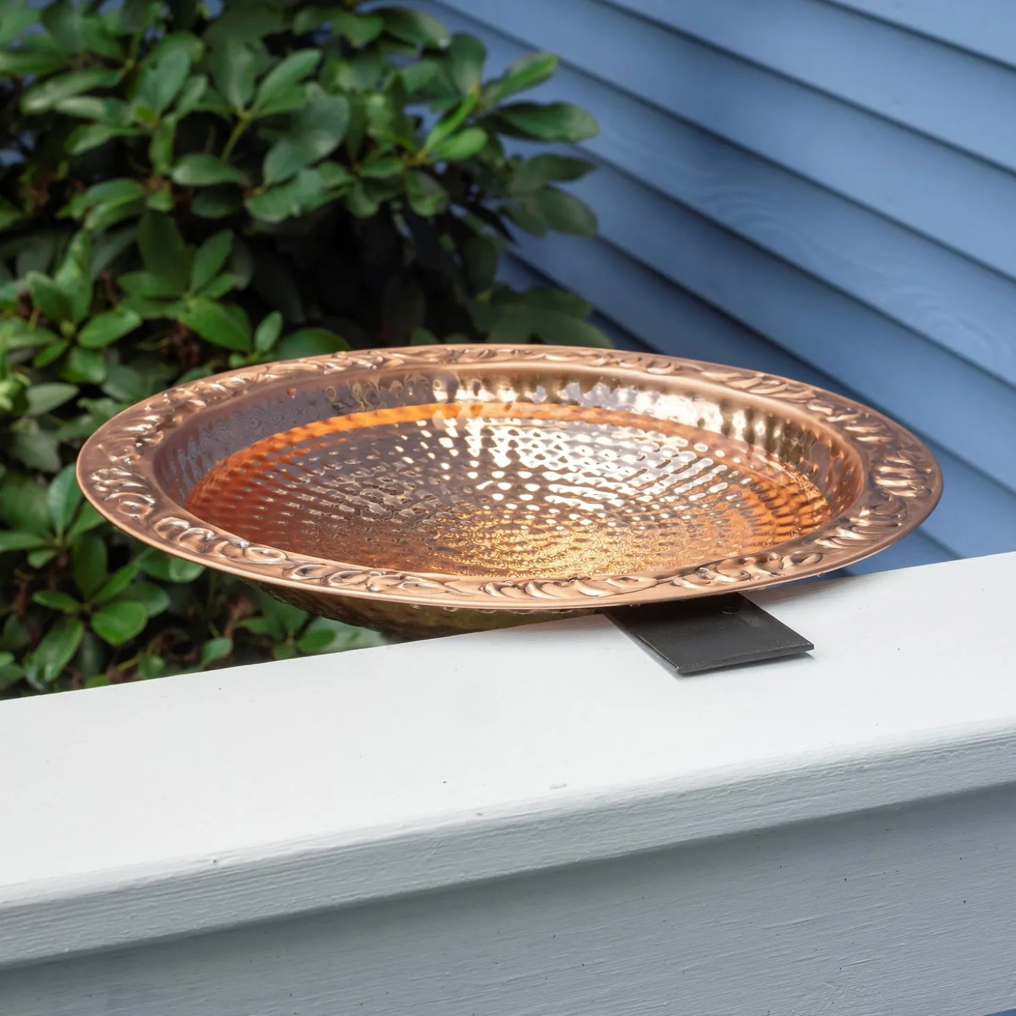 Birdbaths>Plow & Hearth Small Deck Mounted Copper Birdbath