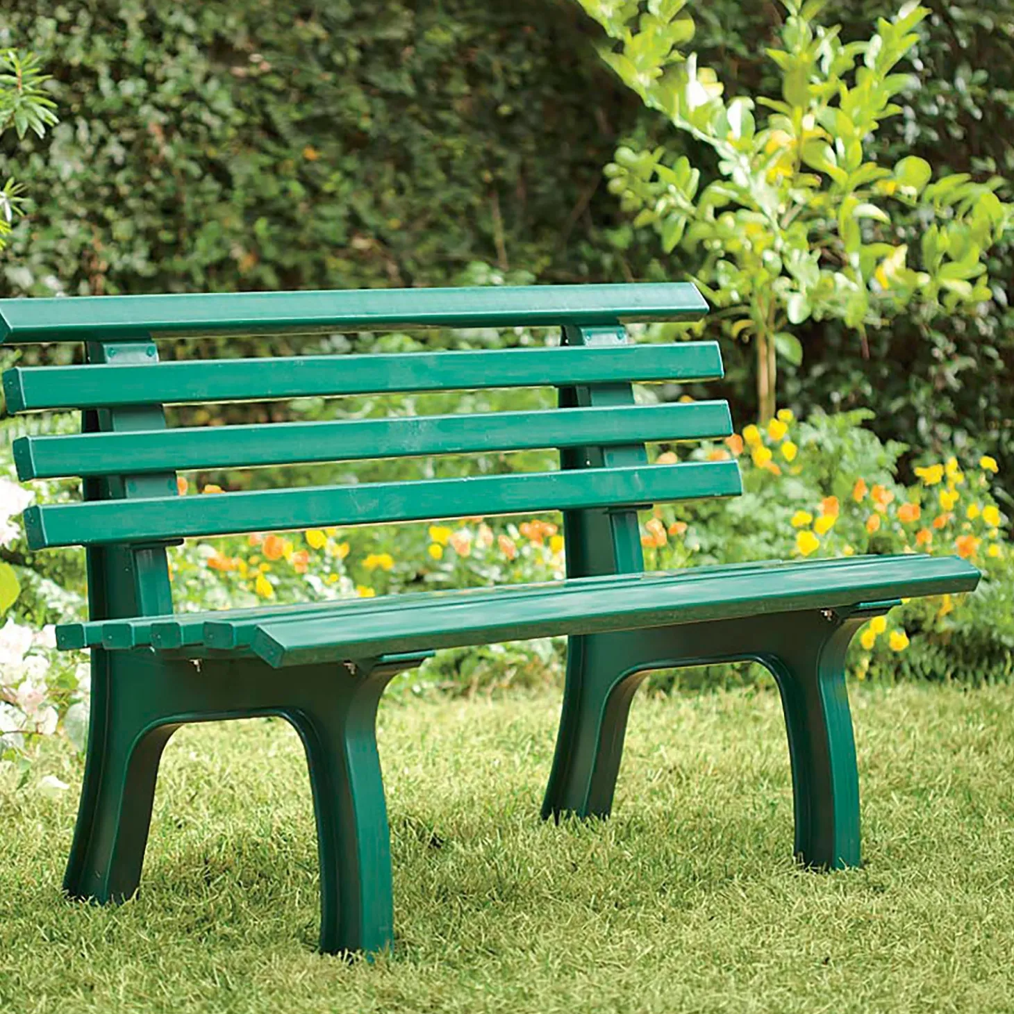 Outdoor Benches>Plow & Hearth Small 2-Seater Weatherproof PVC Garden Bench Green