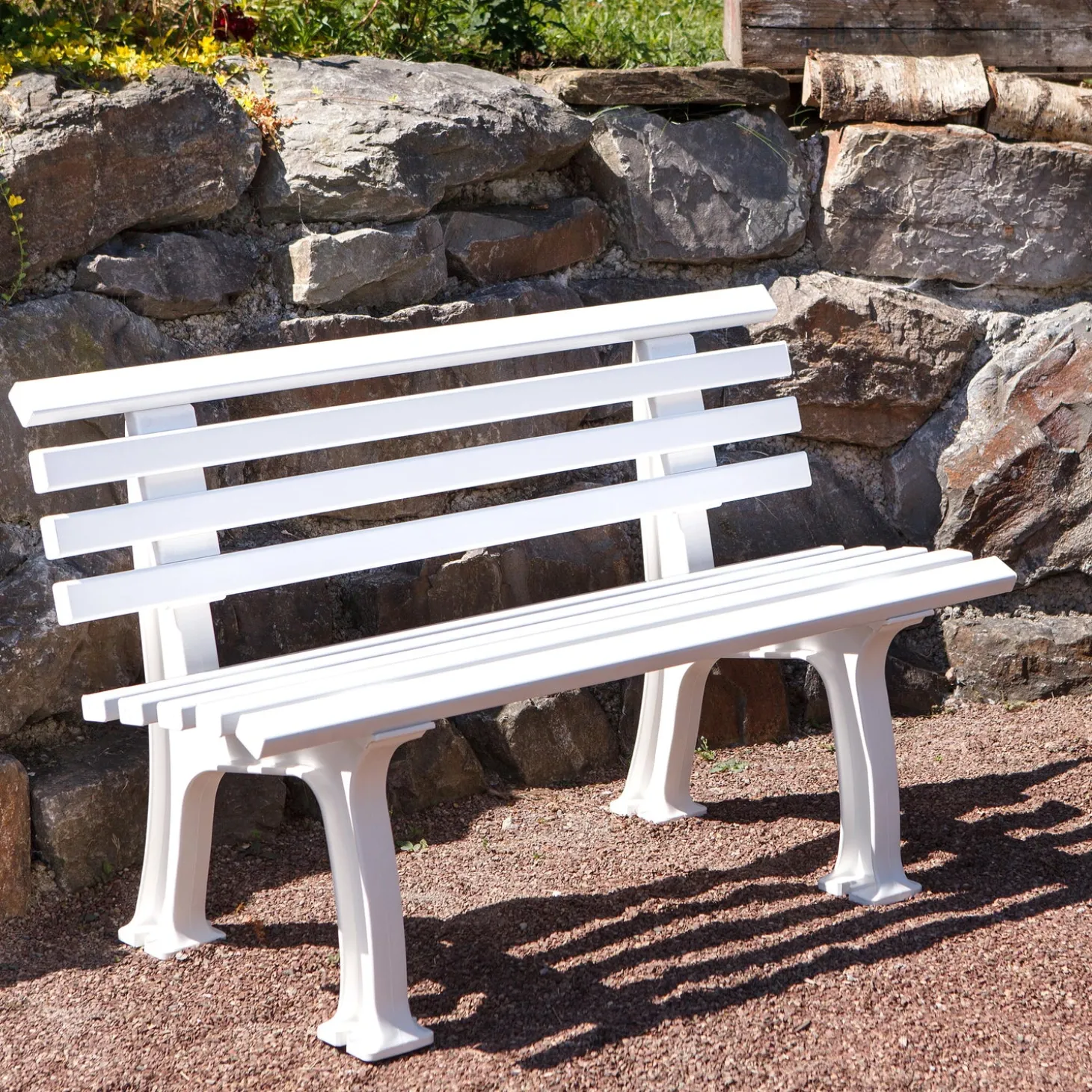 Outdoor Benches>Plow & Hearth Small 2-Seater Weatherproof PVC Garden Bench White