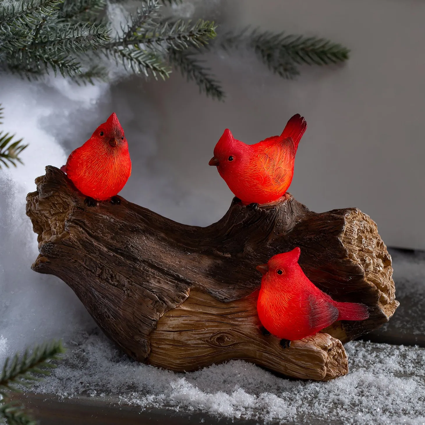 Garden Statues>Plow & Hearth Solar Cardinal Family On Wooden Log, 5"H