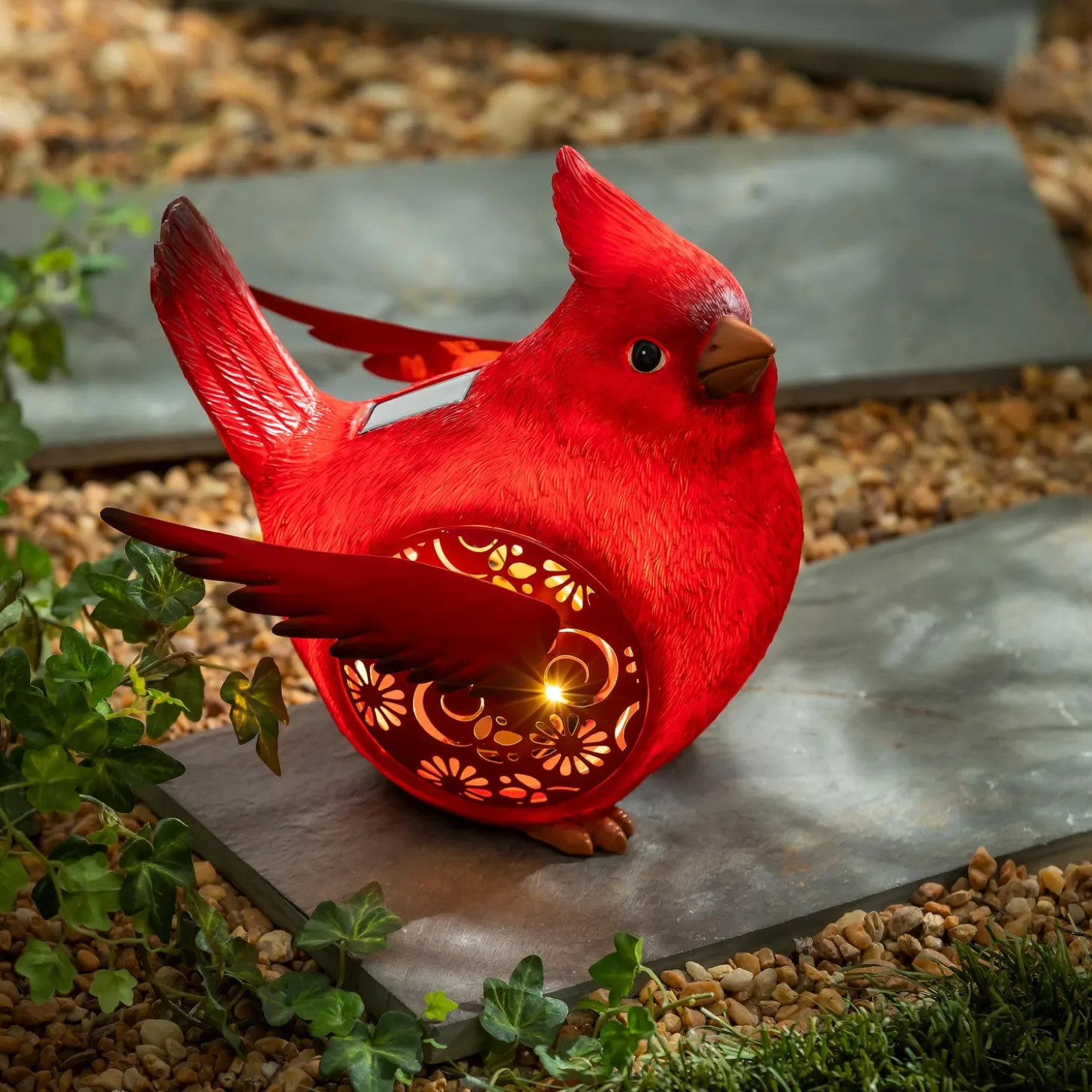 Garden Statues | Solar Accents>Plow & Hearth Solar Engraved Cardinal