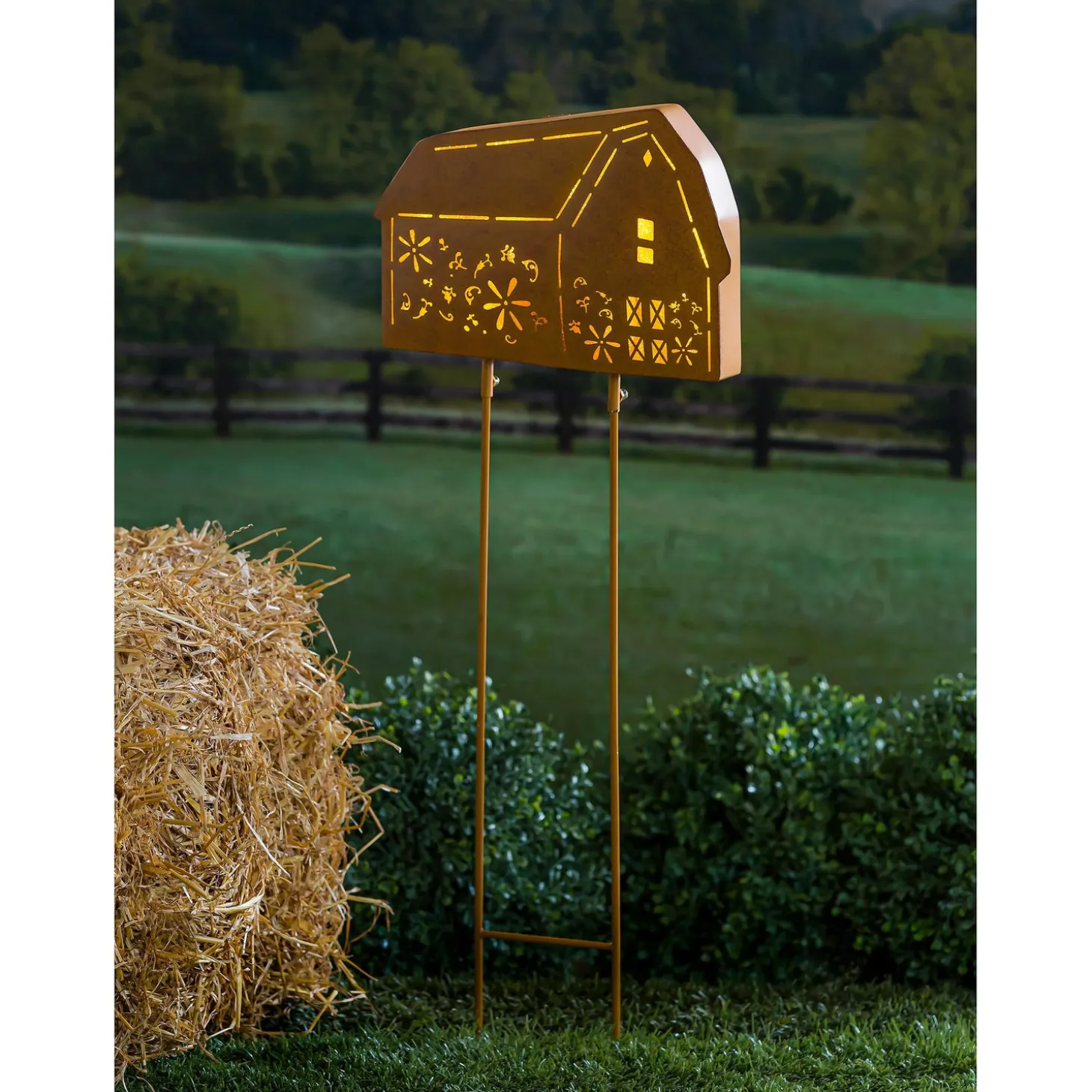 Garden Stakes | Solar Accents>Plow & Hearth Solar Lighted Laser Cut Garden Stakes, Farmhouse