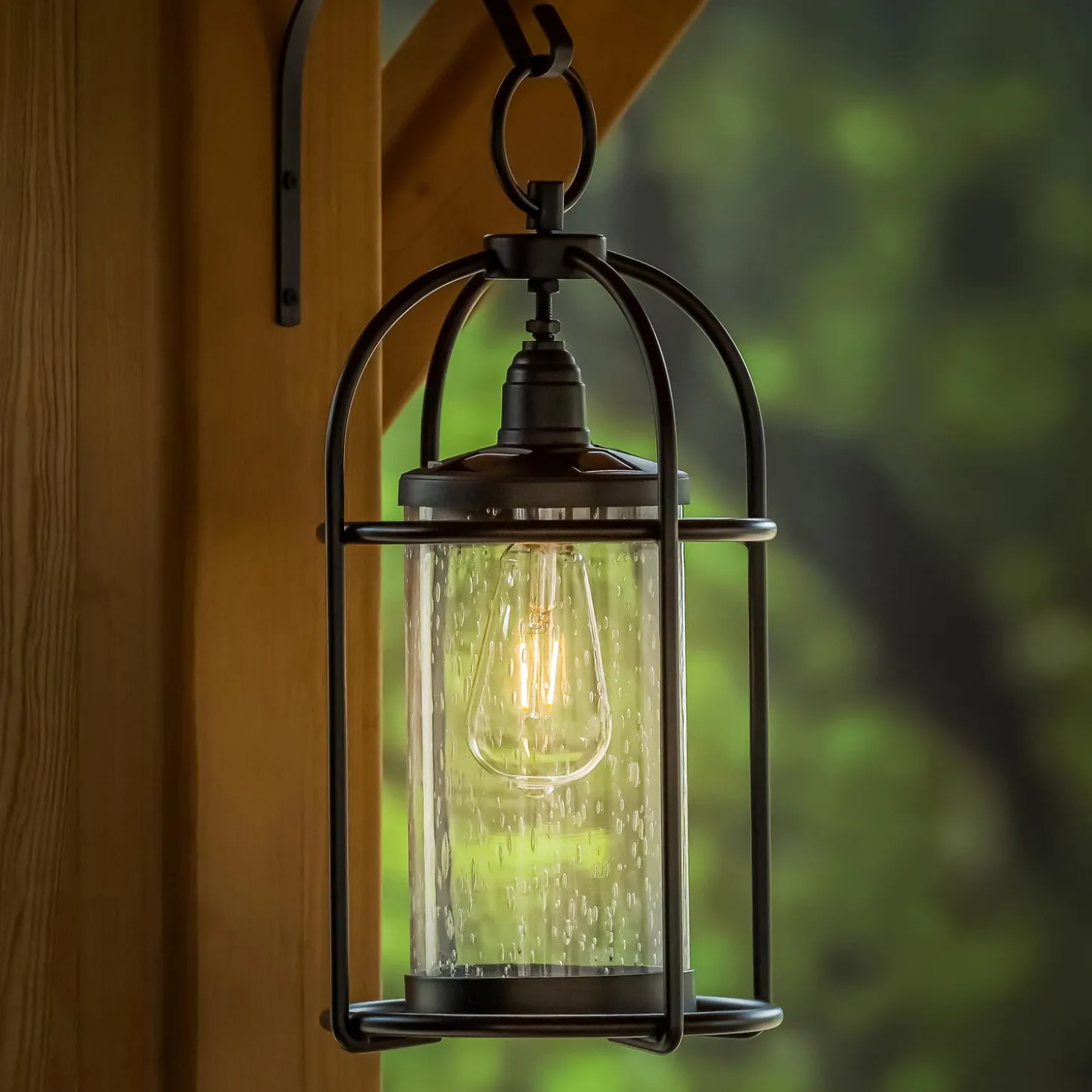 Solar Accents | Solar Lighting>Plow & Hearth Solar Metal and Bubble Glass Vintage Lantern