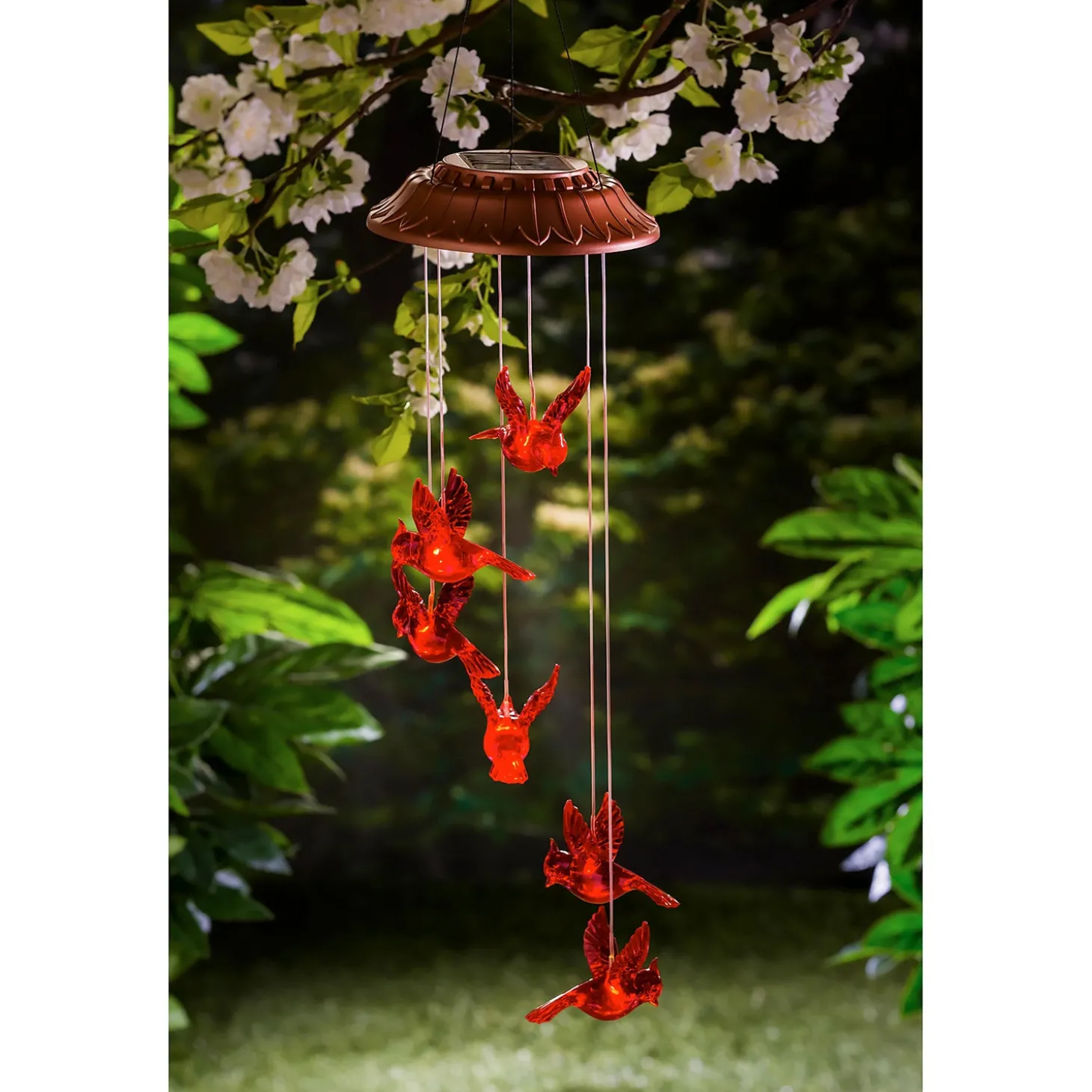 Wind Chimes & Mobiles | Solar Accents>Plow & Hearth Solar Mobile, Garden Days Cardinal