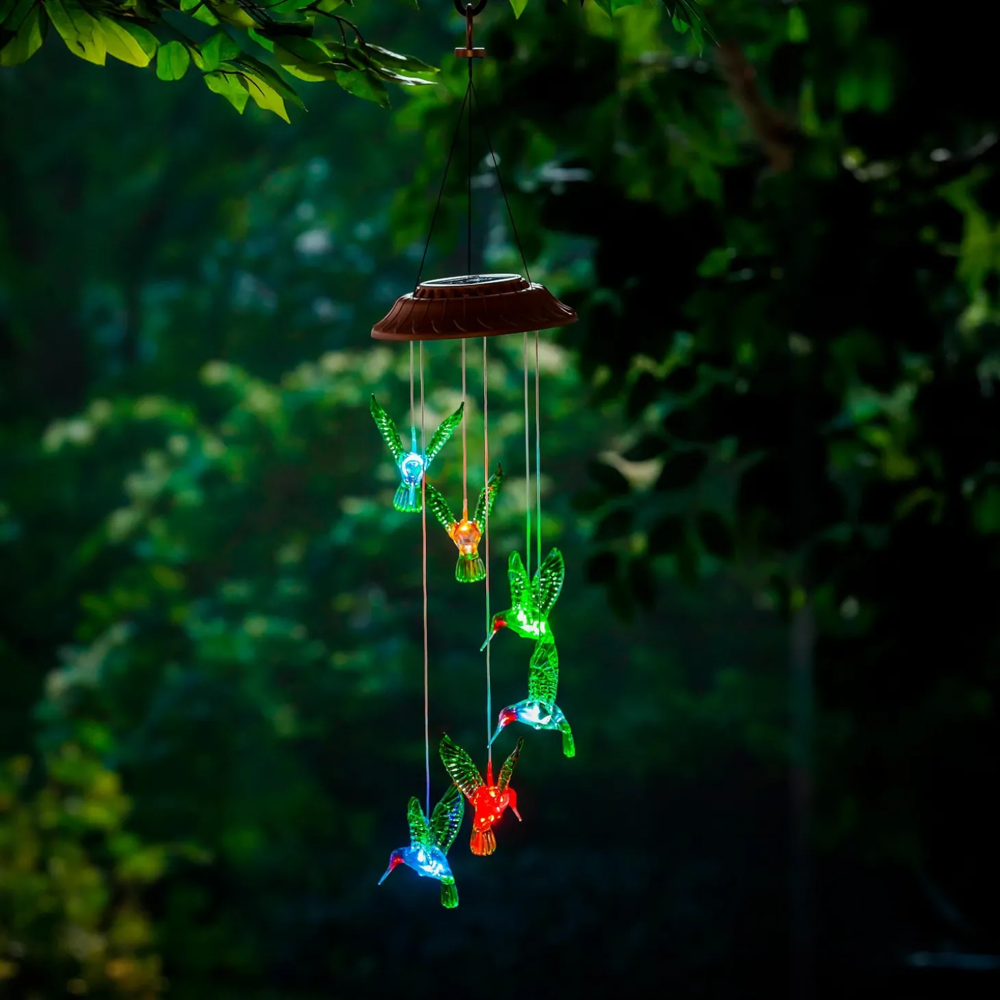 Wind Chimes & Mobiles | Solar Accents>Plow & Hearth Solar Mobile, Painted Hummingbird