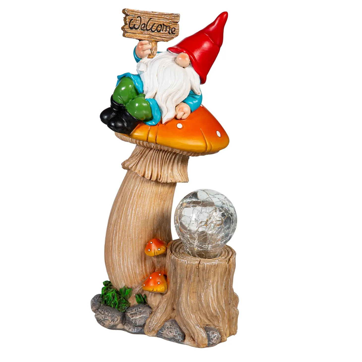 Garden Statues>Plow & Hearth Solar Resin Gnome On Mushroom Statue, 9"H