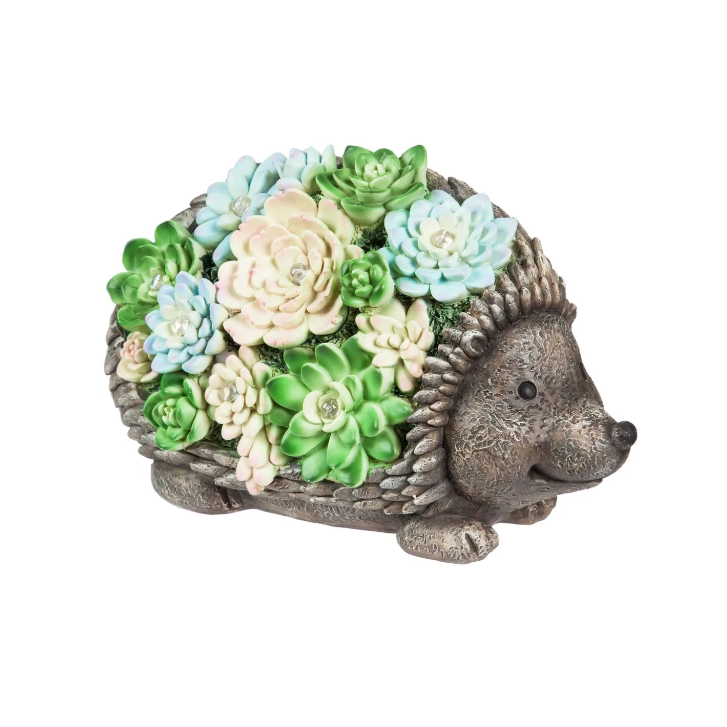 Garden Statues | Solar Accents>Plow & Hearth Solar Resin Succulent Hedgehog