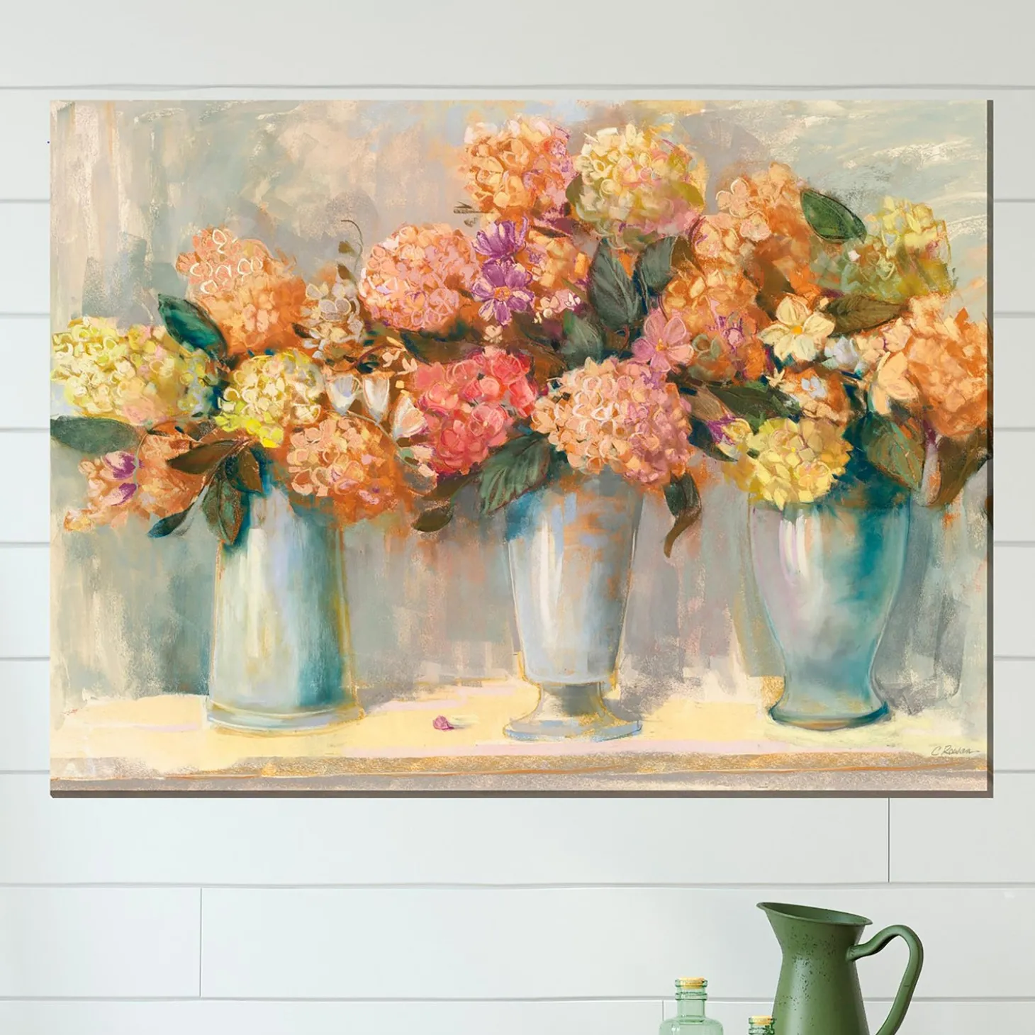 Outdoor Wall Art | Wall Art>Plow & Hearth Spiced Hydrangeas Indoor/Outdoor Canvas Wall Art