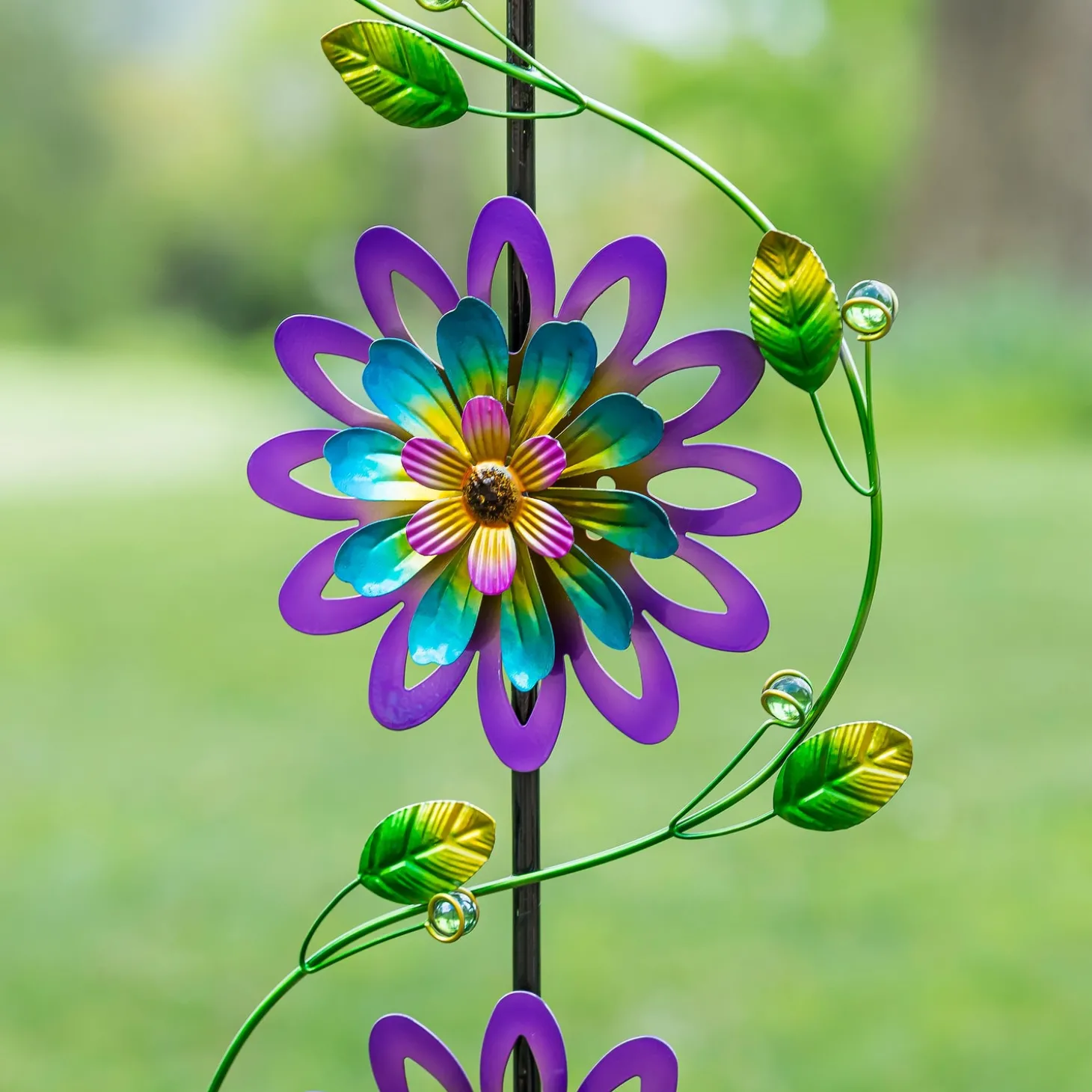 Wind Spinners | Garden Stakes>Plow & Hearth Spinning Violets Garden Stake