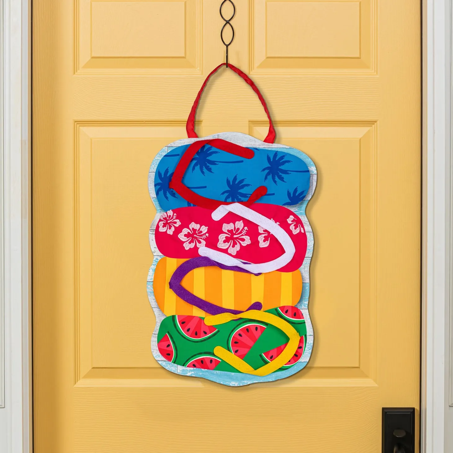 Fabric Door Hangers>Plow & Hearth Stacked Flip Flop Door Decor