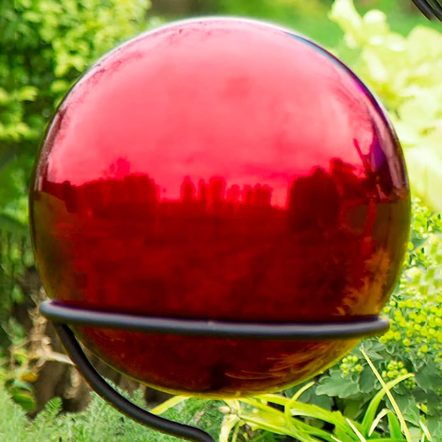 Gazing Balls>Plow & Hearth Stainless Steel Gazing Ball, Red