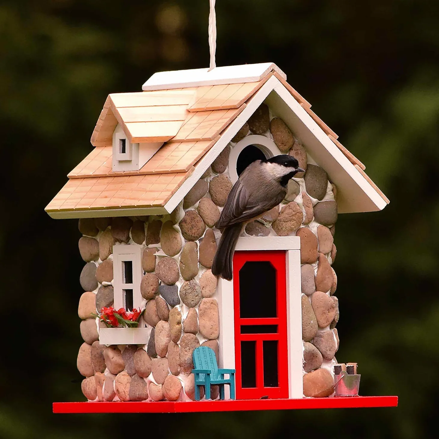 Birdhouses>Plow & Hearth Stone Cottage Birdhouse