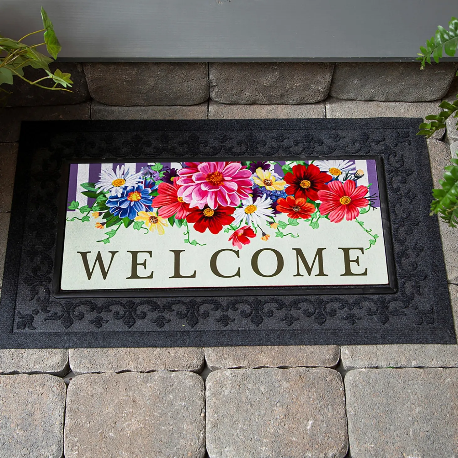 Interchangeable Mats>Plow & Hearth Striped Floral Sassafras Switch Mat