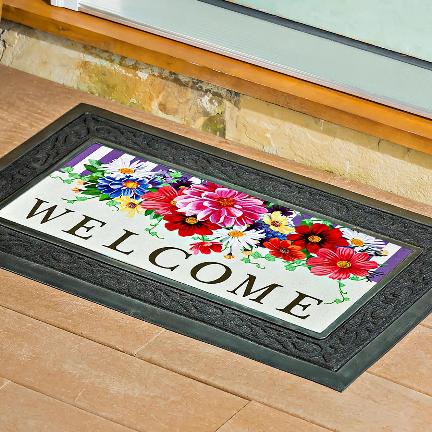 Interchangeable Mats>Plow & Hearth Striped Floral Sassafras Switch Mat