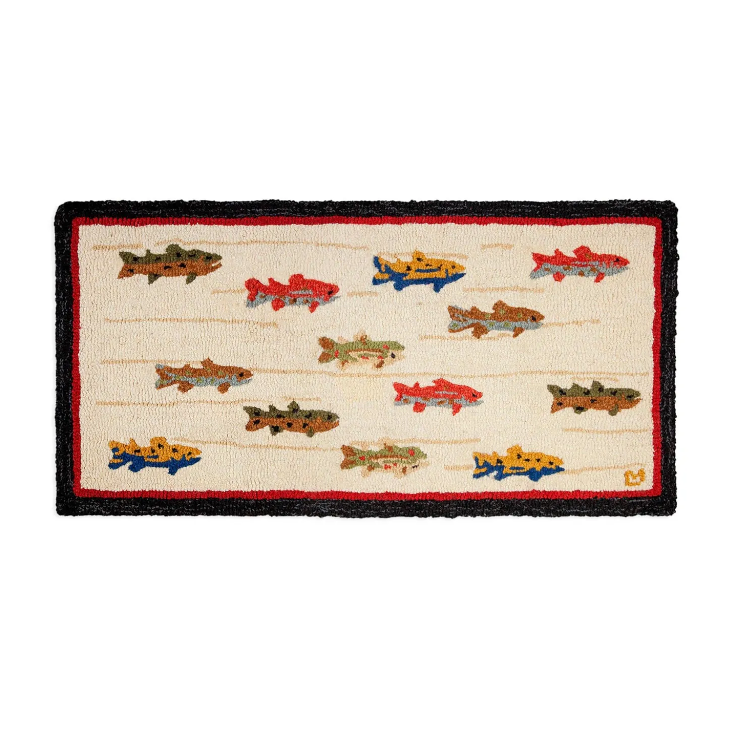 Hearth Rugs | Hearth Rugs>Plow & Hearth Summer Trout Hand-Hooked Wool Rug, 24" x 48"