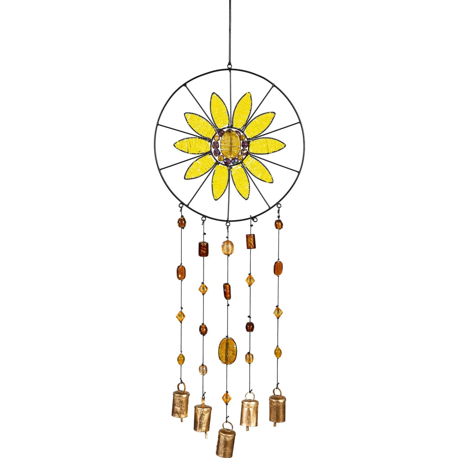 Wind Chimes & Mobiles>Plow & Hearth Sunflower Beaded Wind Chime